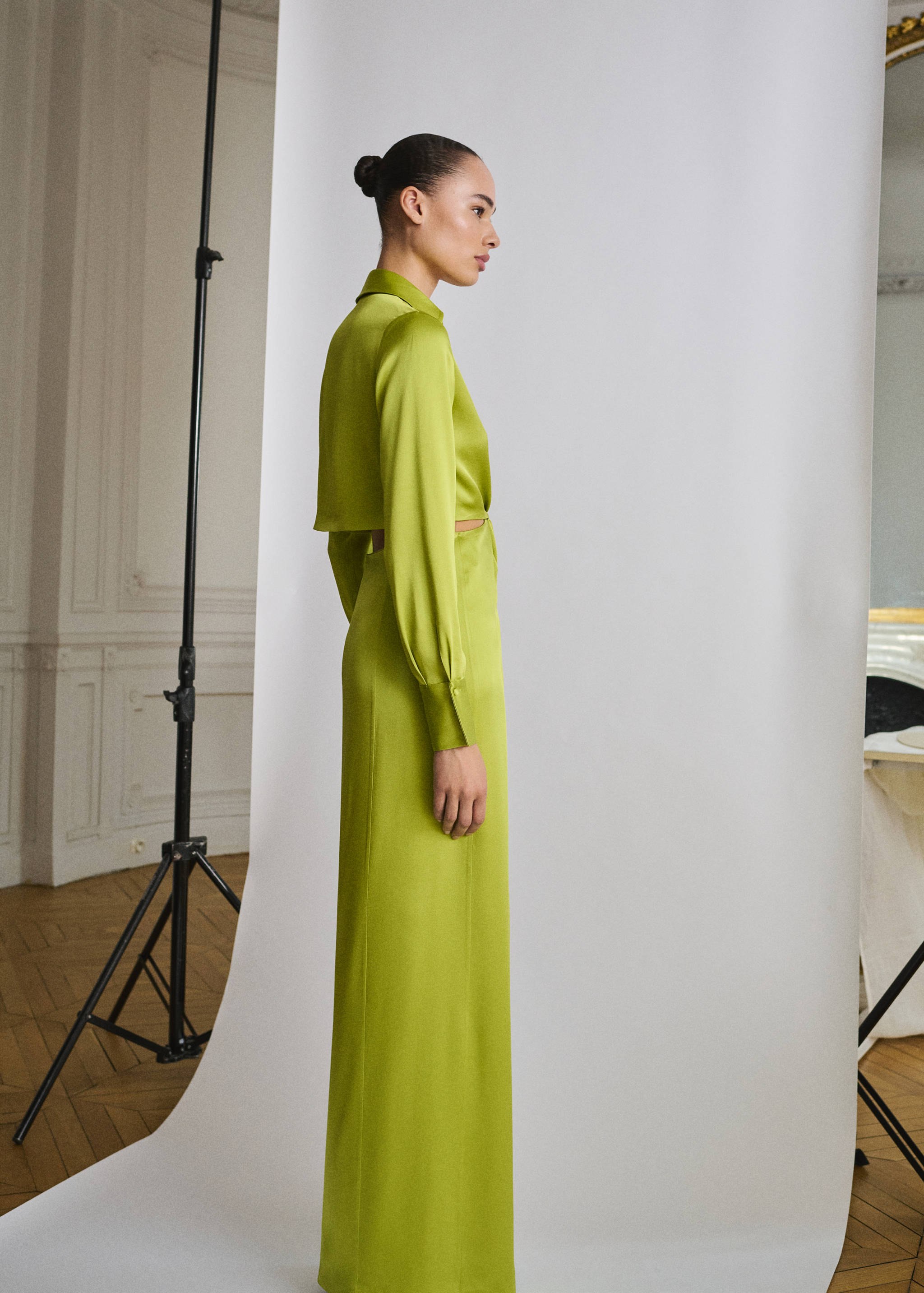 Mango Drape yan yırtmaçlı gömlek elbise görsel 3