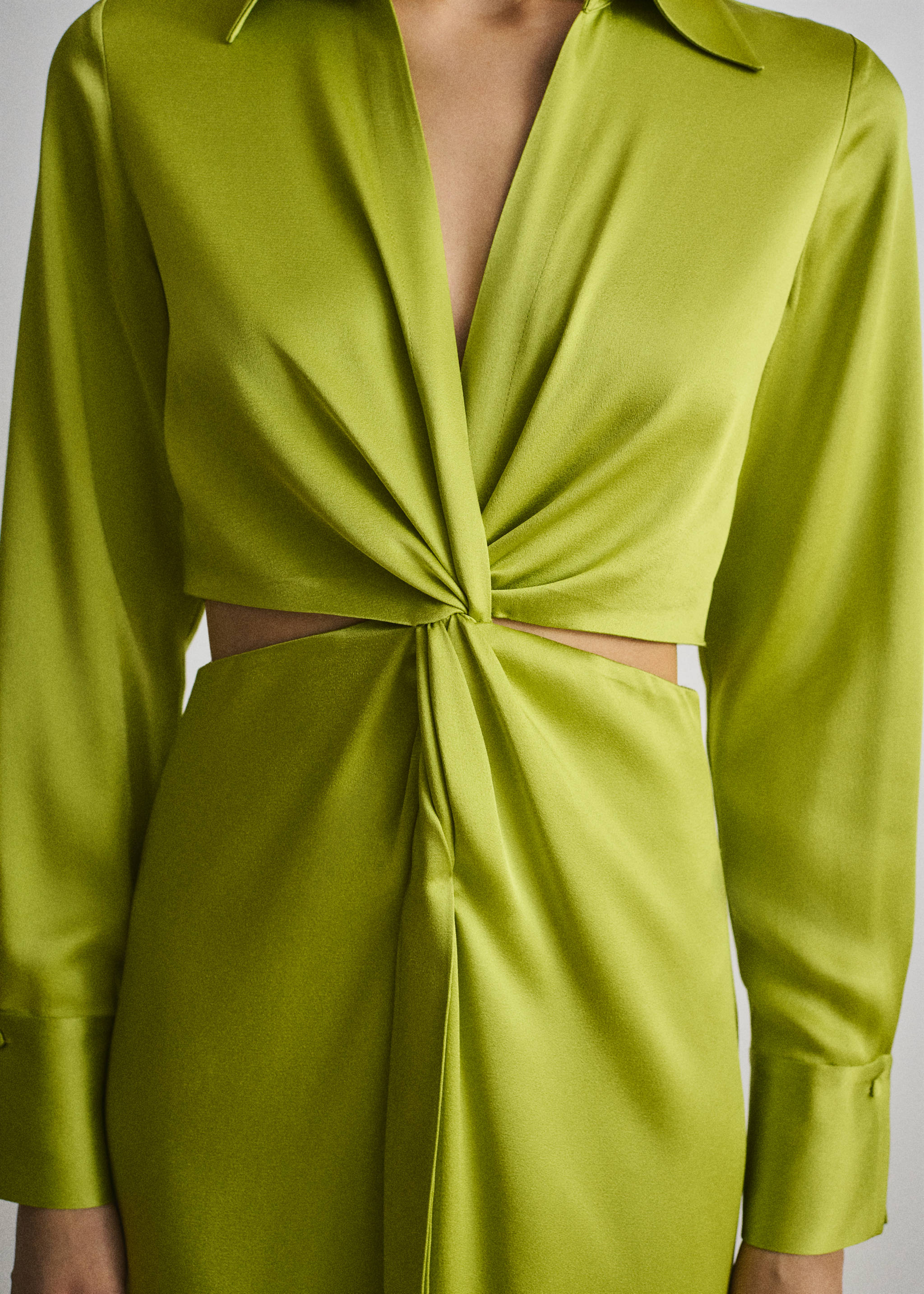 Vestido camisero drapeado aberturas laterales - Detalle del artículo 6