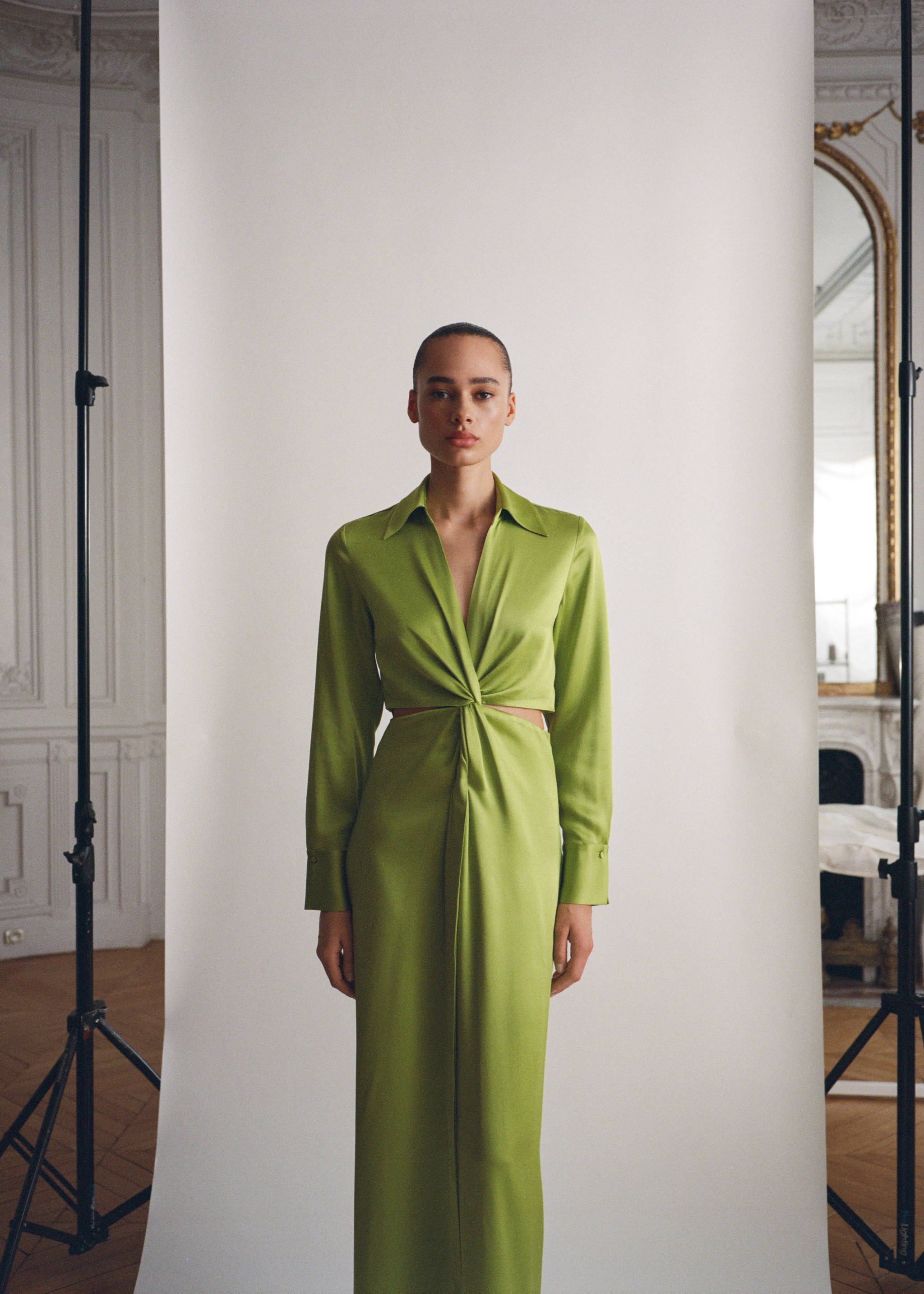 Vestido camisero drapeado aberturas laterales - Detalle del artículo 7