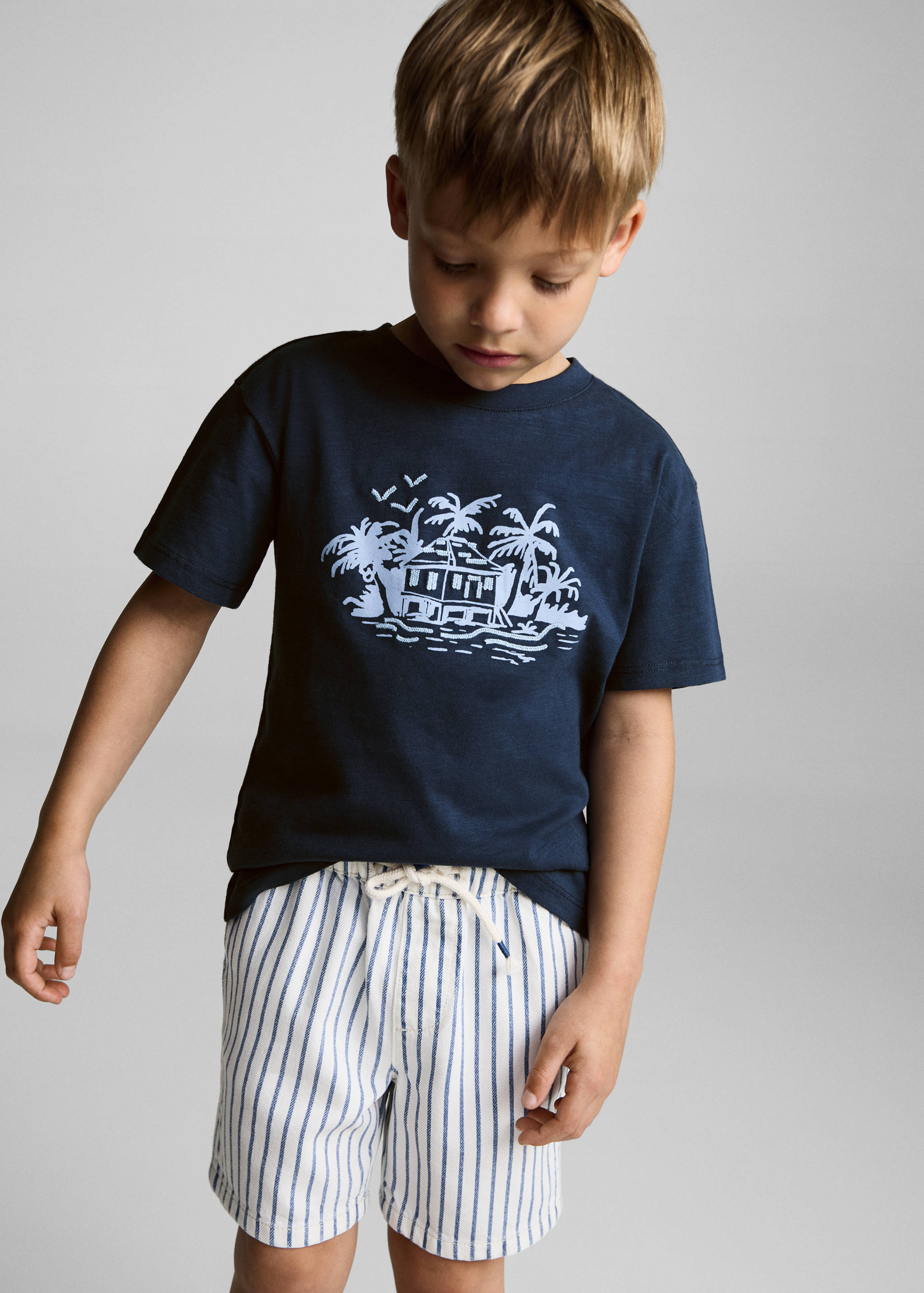 Embossed cotton t-shirt - Medium plane