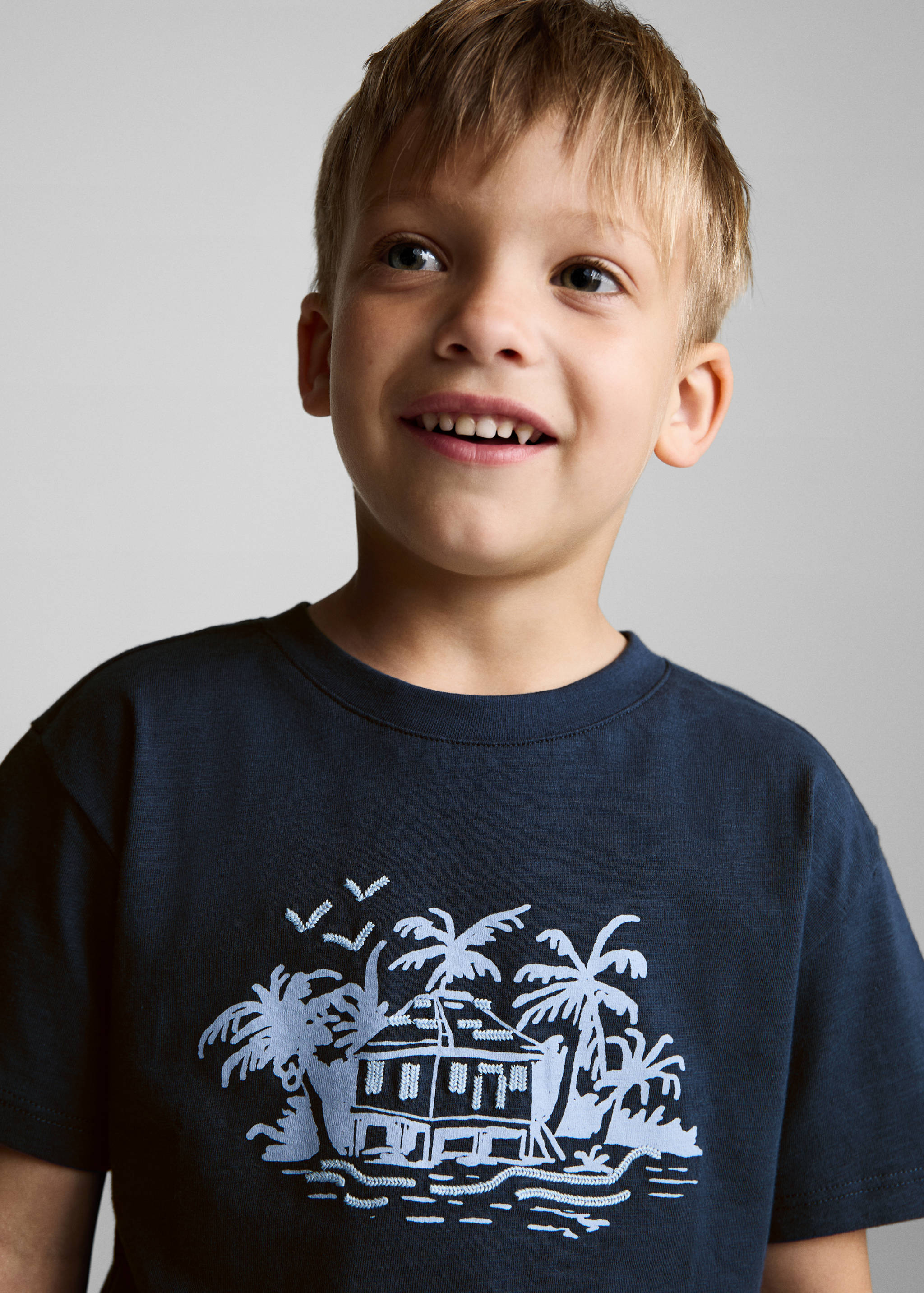 Embossed cotton t-shirt - Details of the article 1