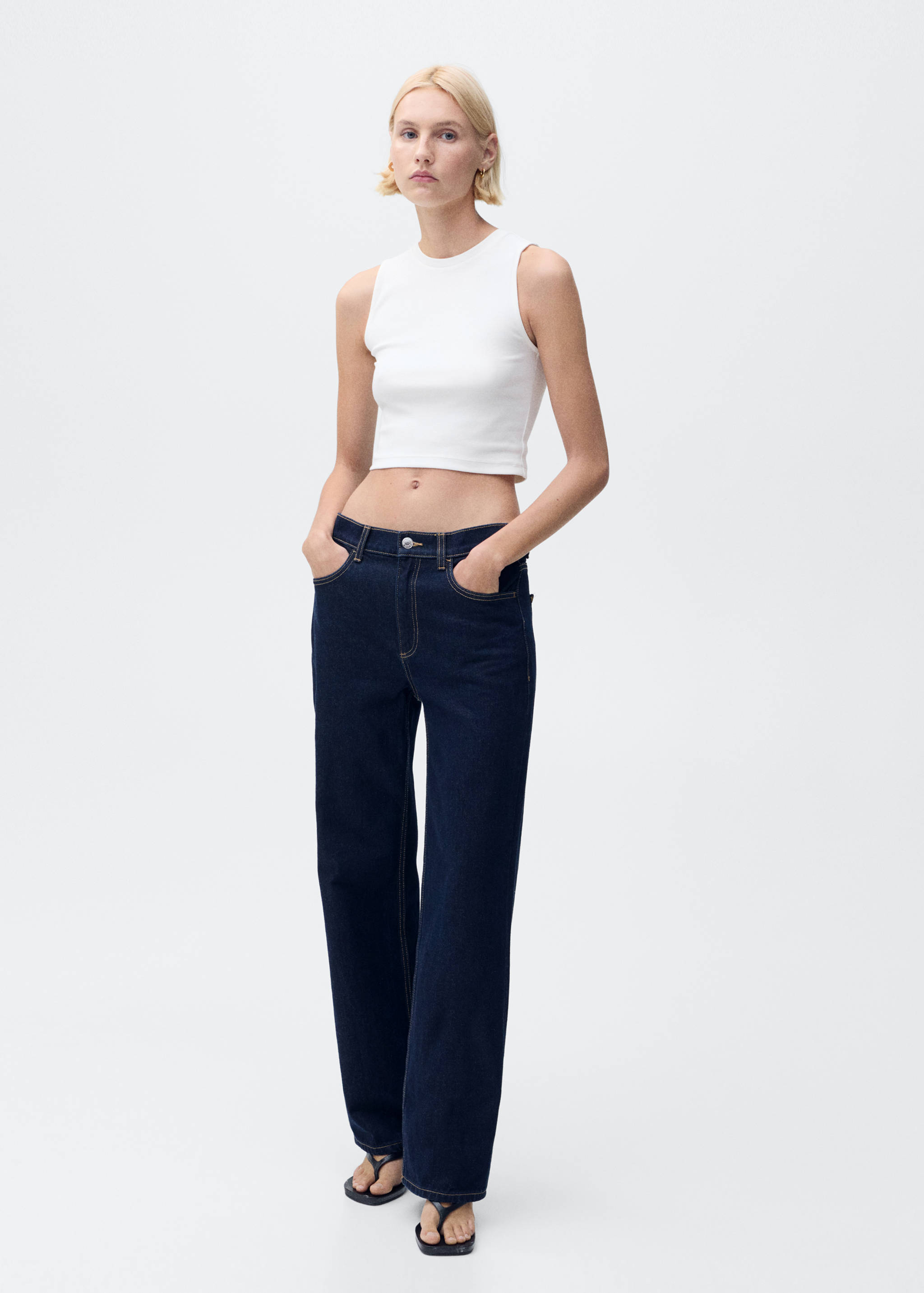 Cotton sleeveless cropped top - General plane