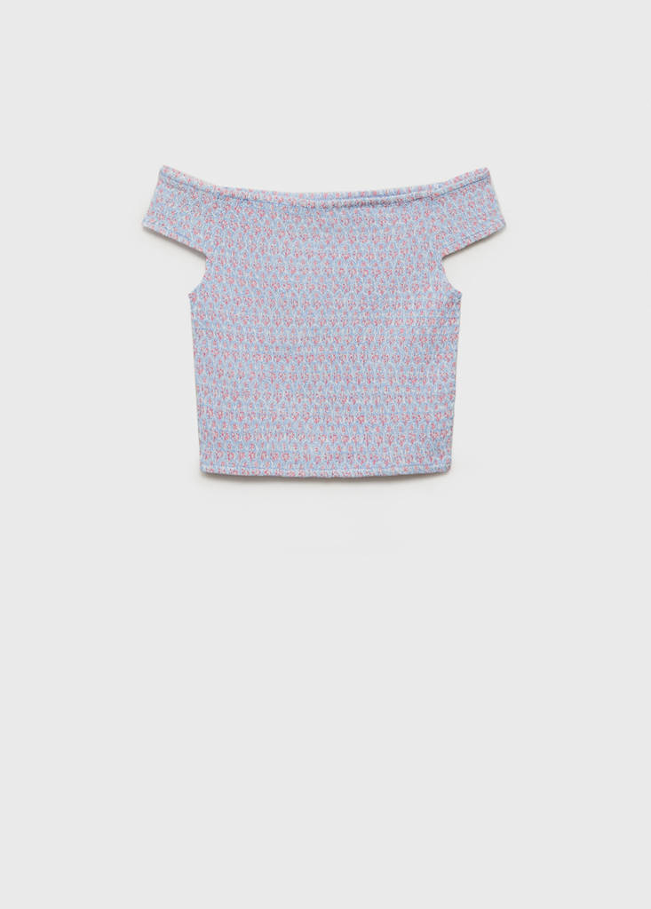 Print off-shoulder top — Sky Blue
