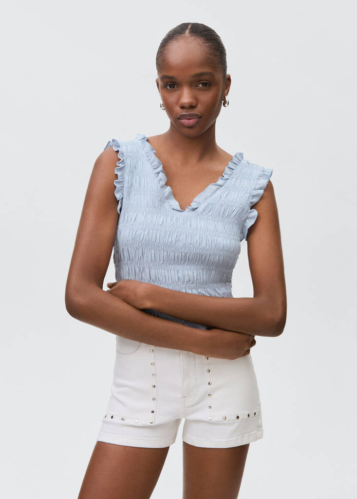 Ruffled top — Sky Blue