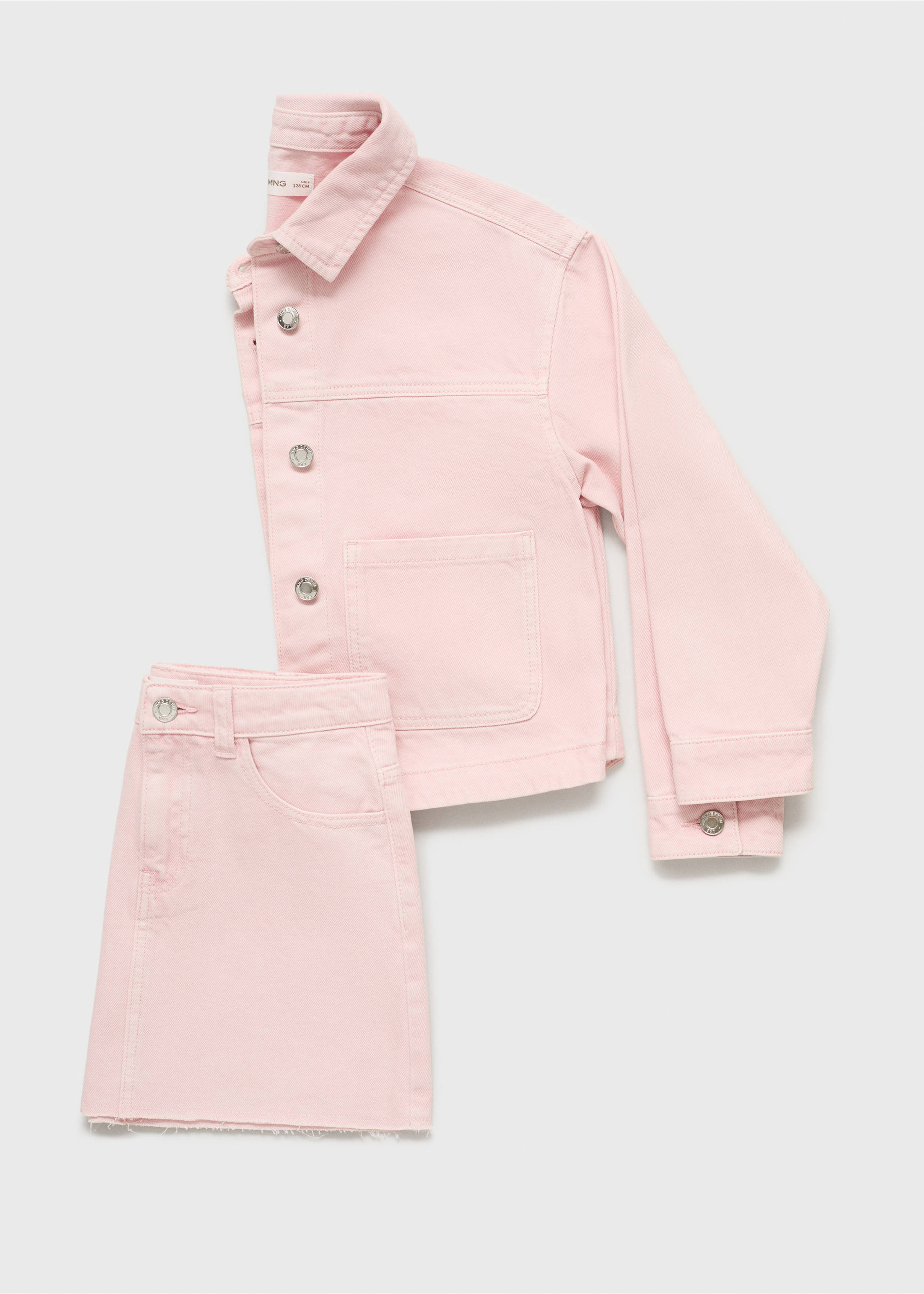Denim jacket with pockets - Details of the article 8, Pink. Ref: 87026346-00.
