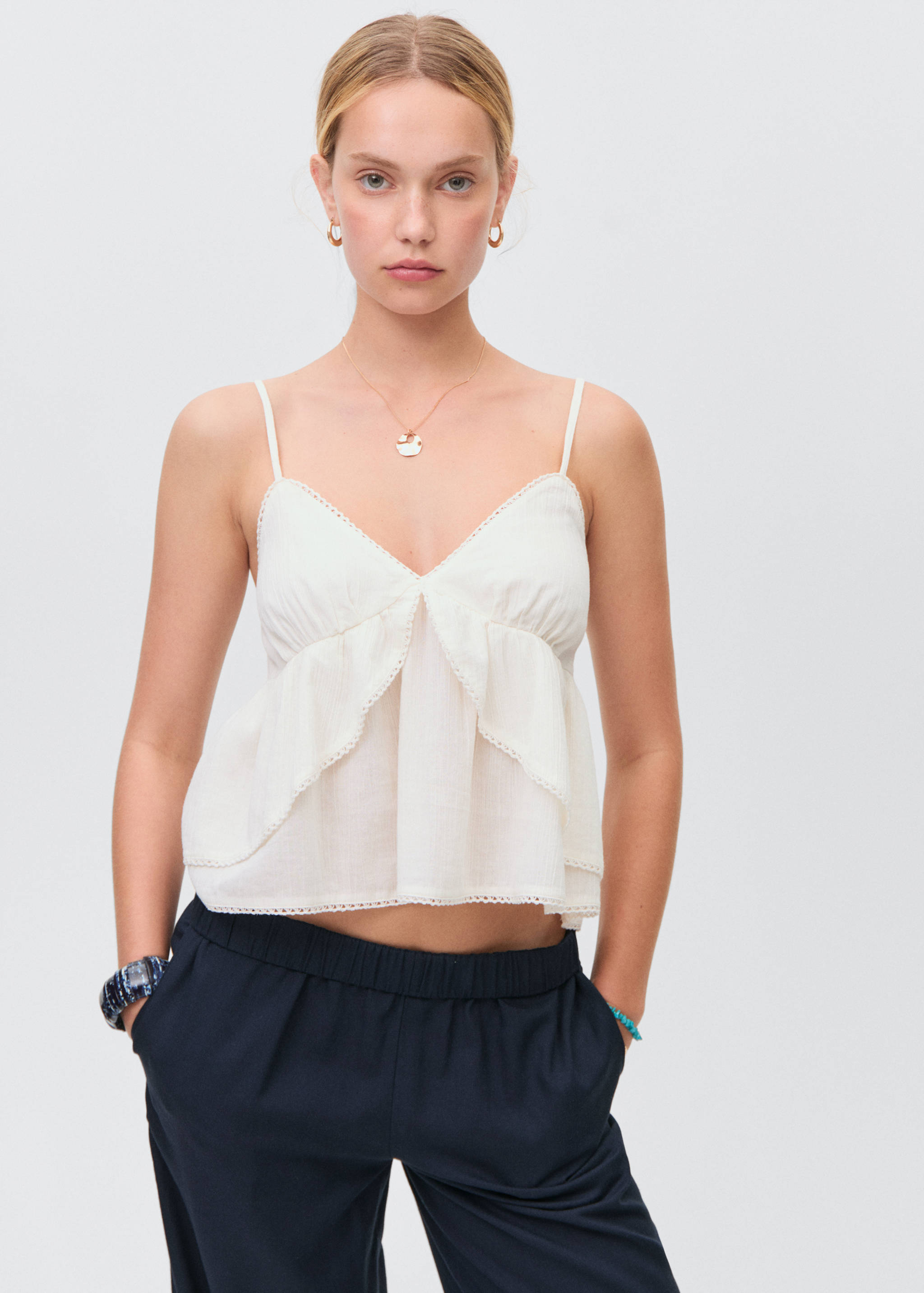 Straight linen-blend pants - Medium plane