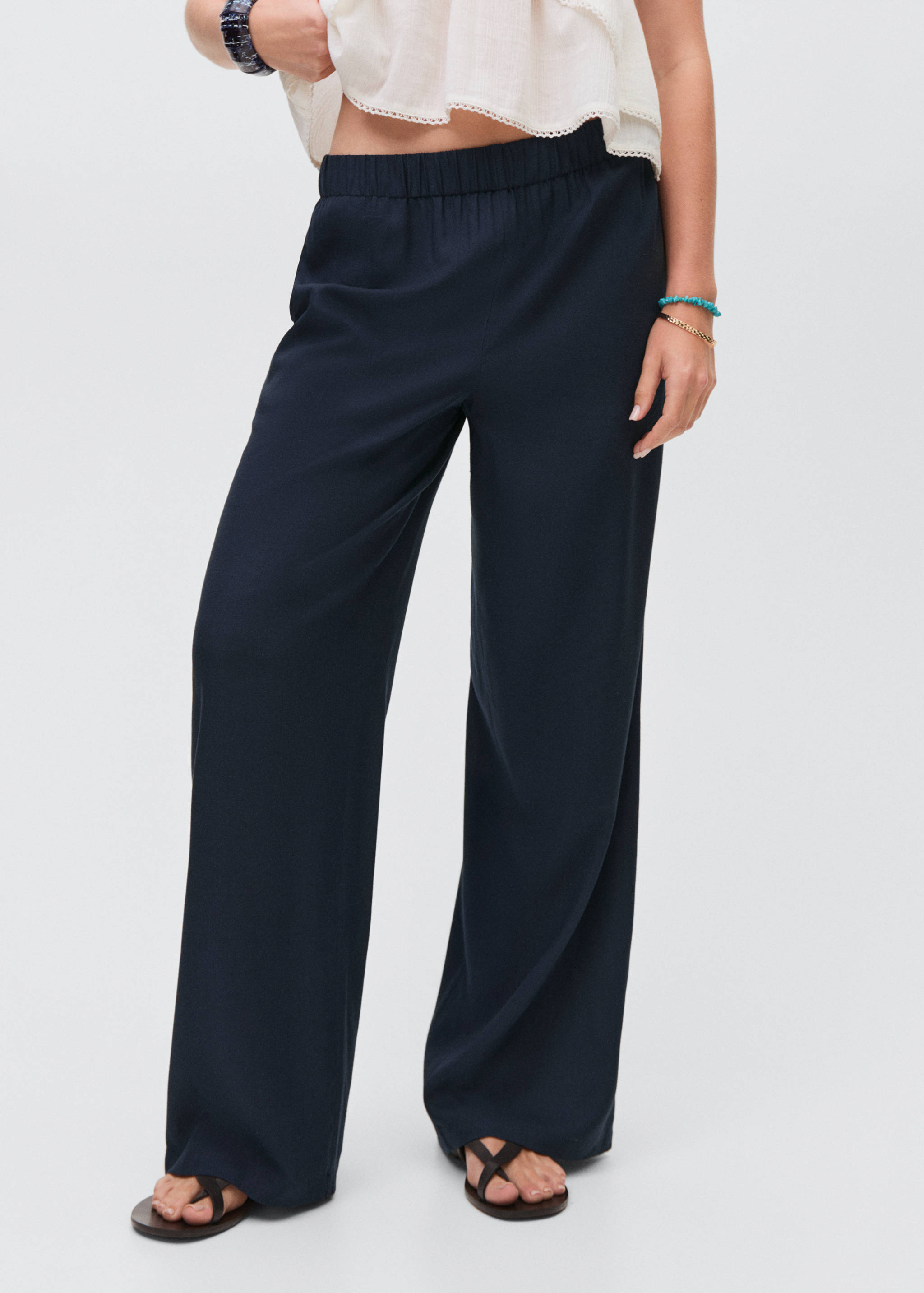 Straight linen-blend pants - Details of the article 6