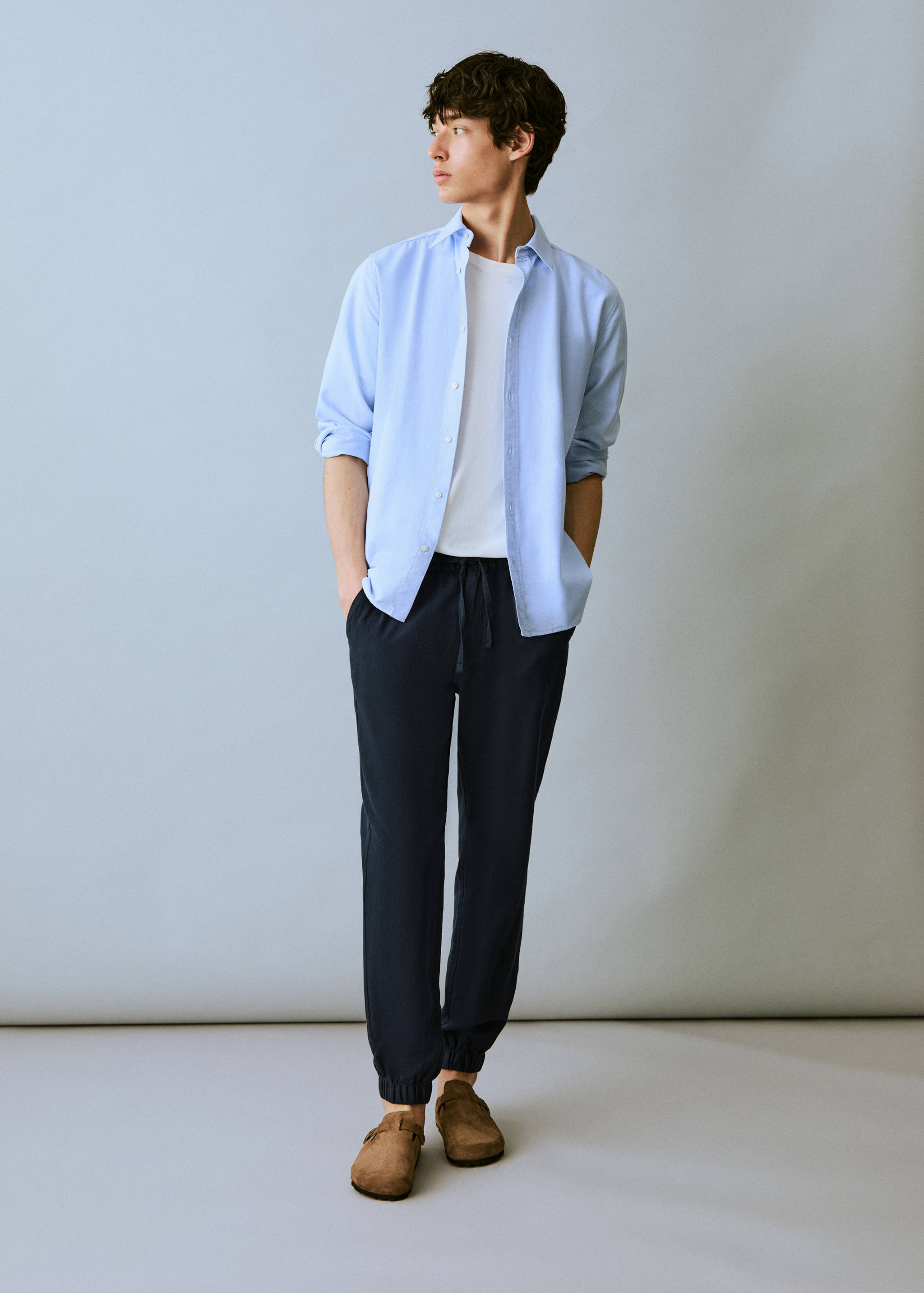 Cotton-linen jogger trousers - General plane