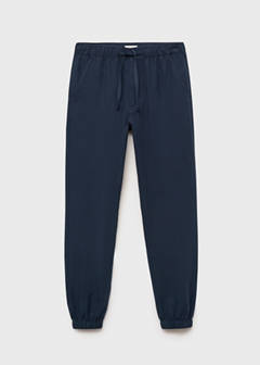 Cotton-linen jogger trousers — Navy 2