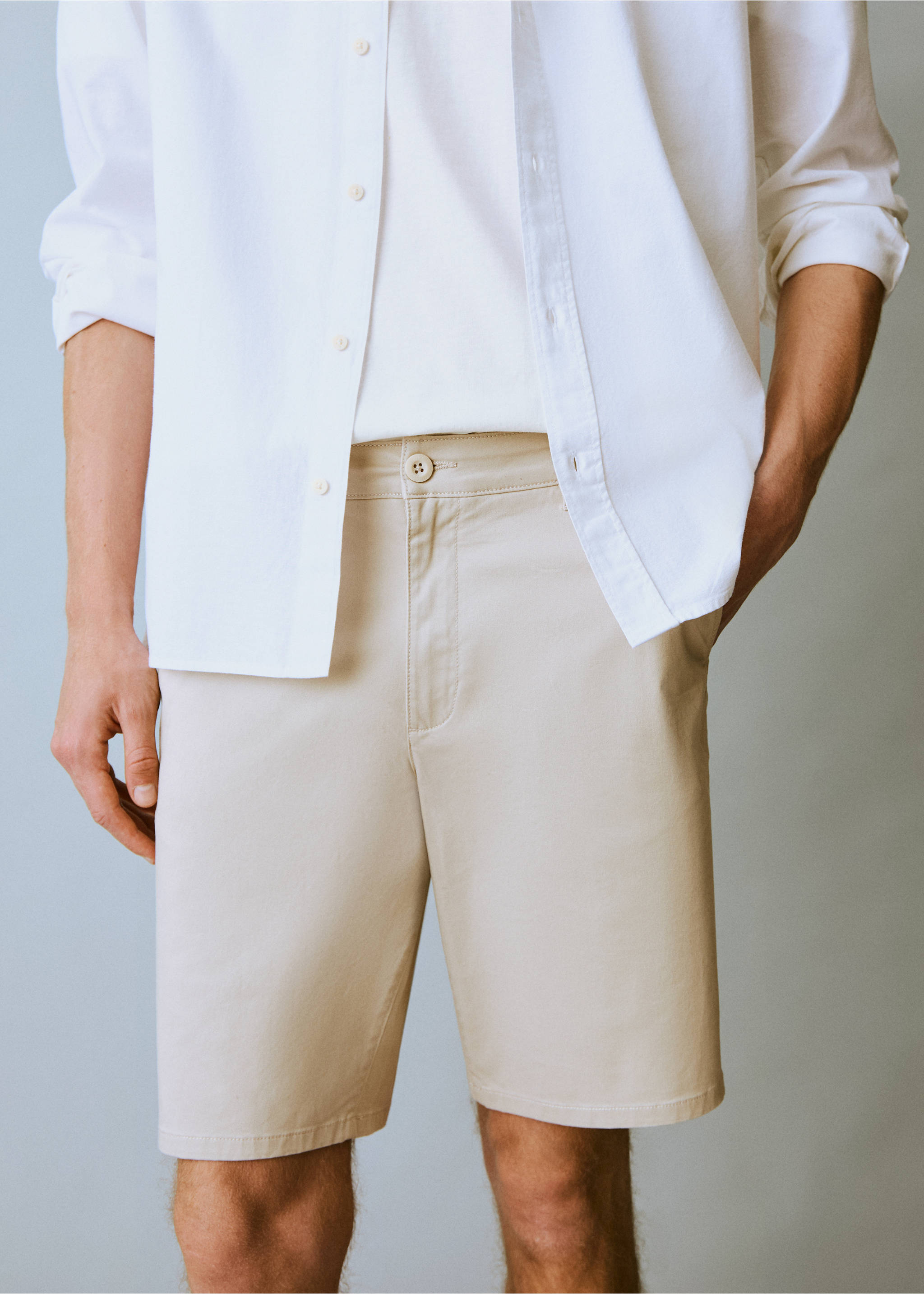 Bermudas algodón - Detalle del artículo 1, Beige. Ref: 87026357-00.