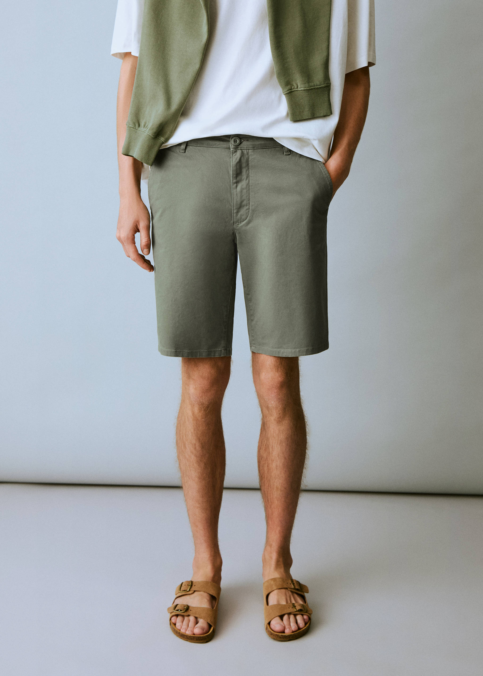 Calções de algodão - Plano médio