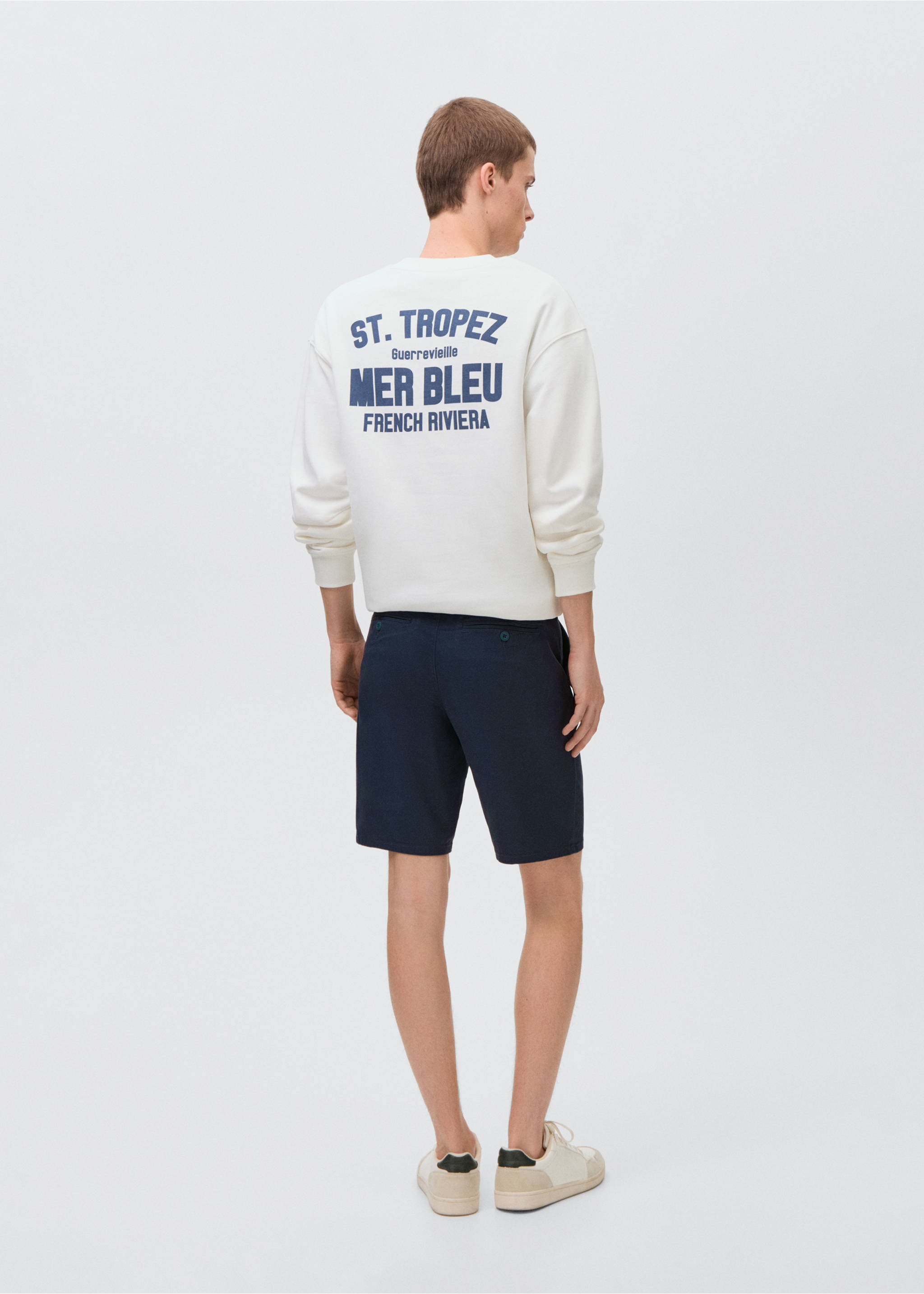Bermudas algodón - Reverso del artículo, Azul marino. Ref: 87026359-00.