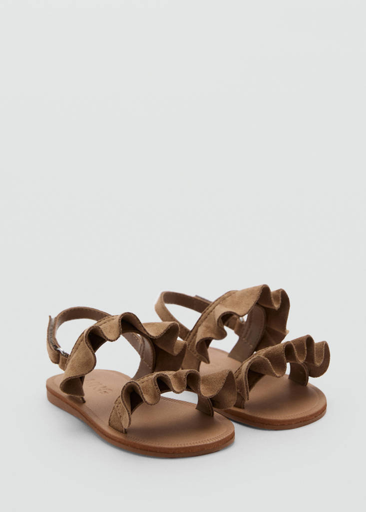 Sandals with ruffle straps — Medium Brown