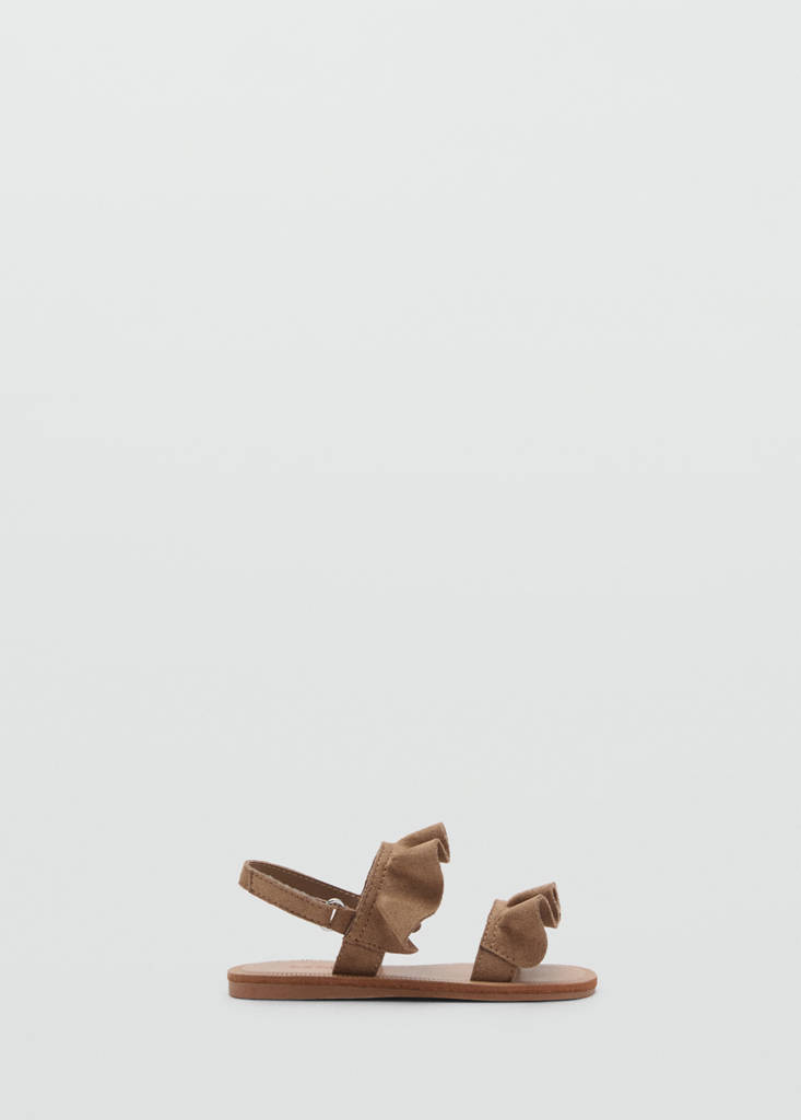 Sandals with ruffle straps — Medium Brown