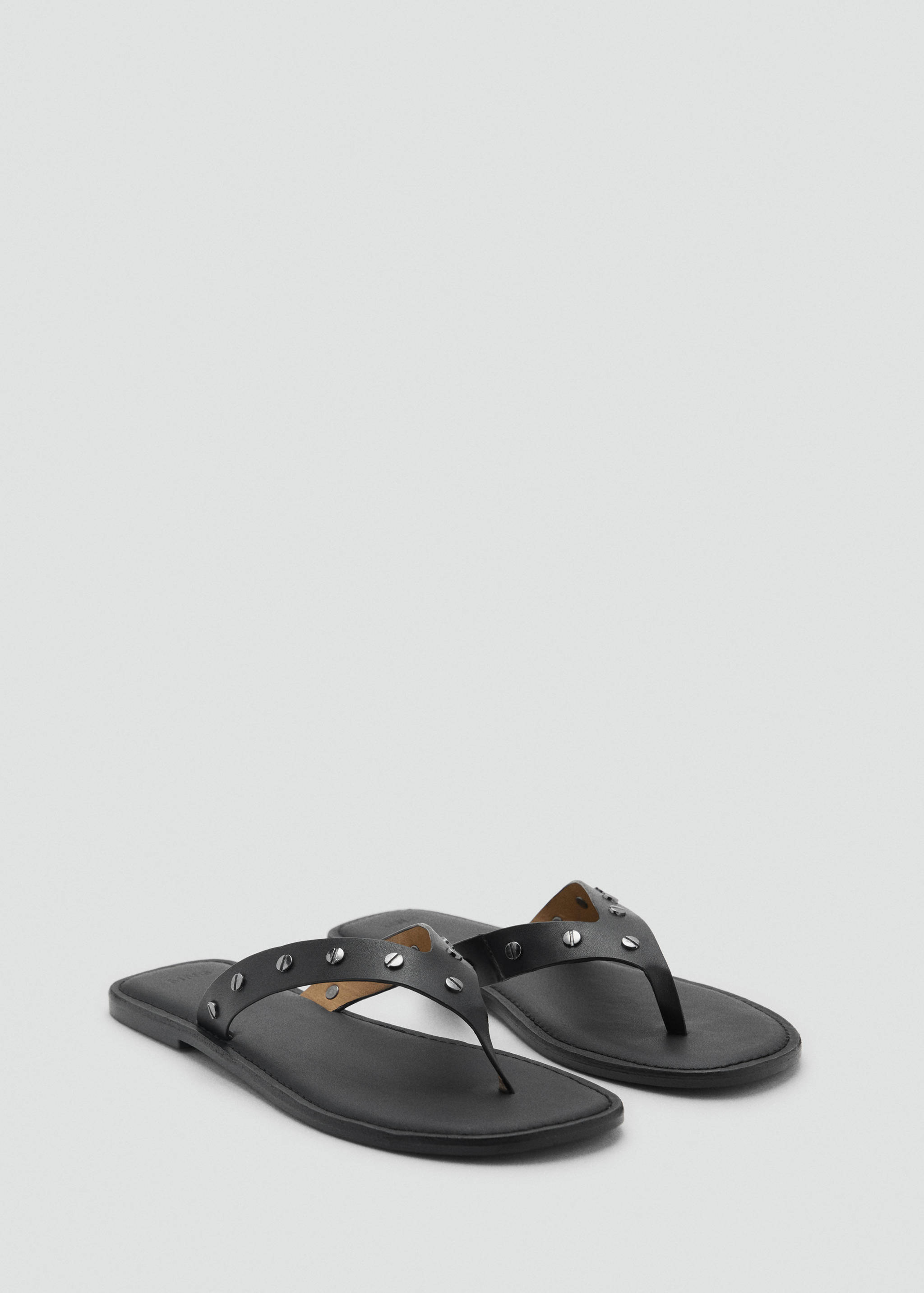 Sandália pele tachas - Plano médio