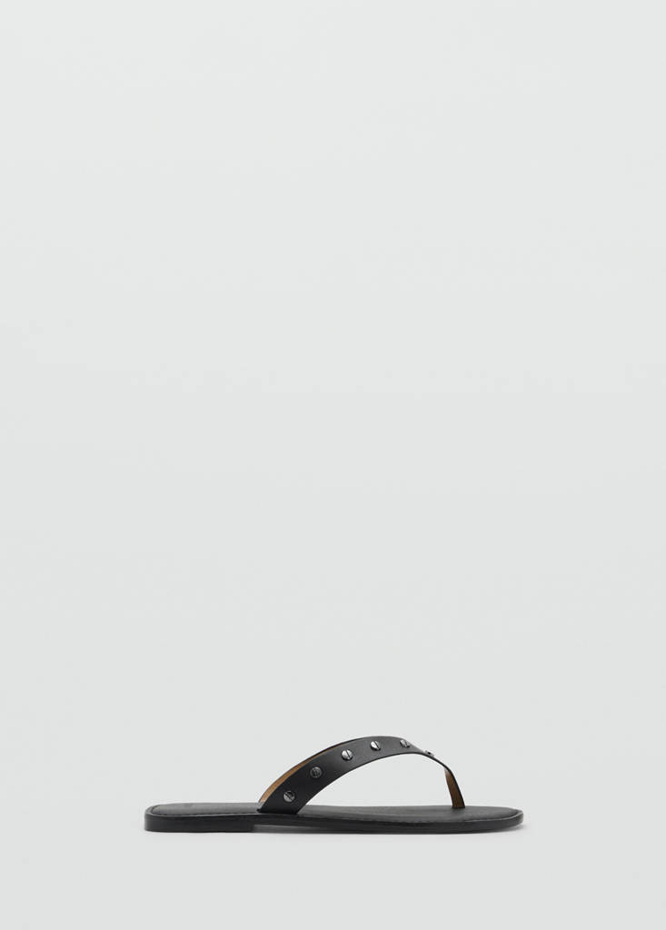 Studded leather sandals — Black