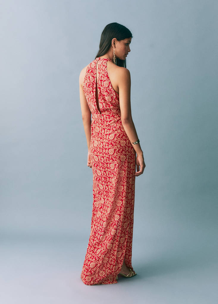 Halter-neck printed dress — Burnt Orange