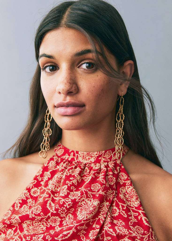 Halter-neck printed dress — Burnt Orange