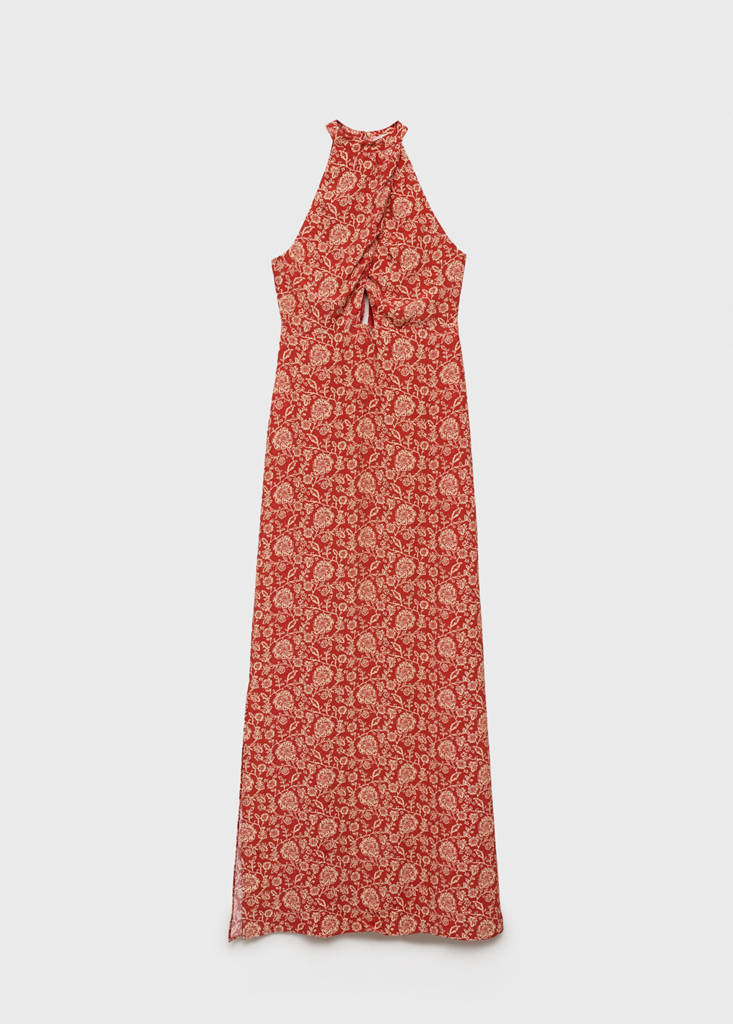 Halter-neck printed dress — Burnt Orange
