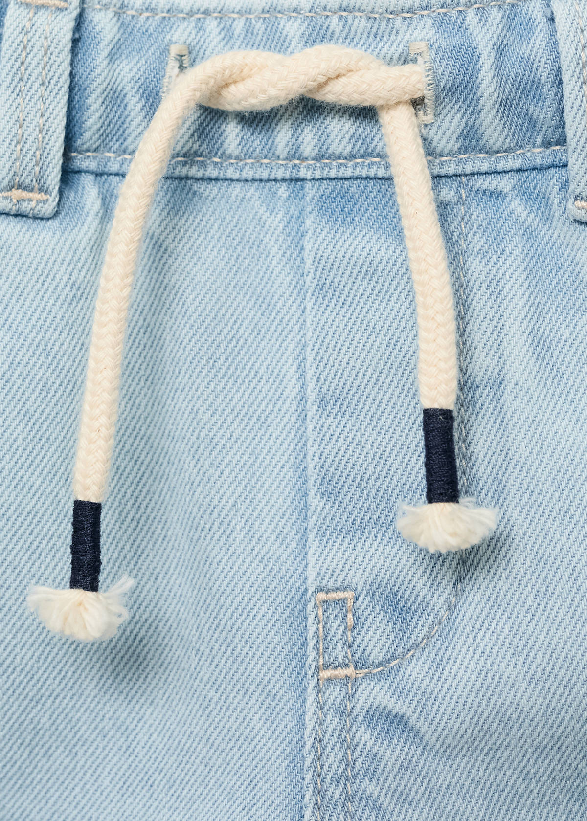 Drawstring denim Bermuda shorts — Medium Blue