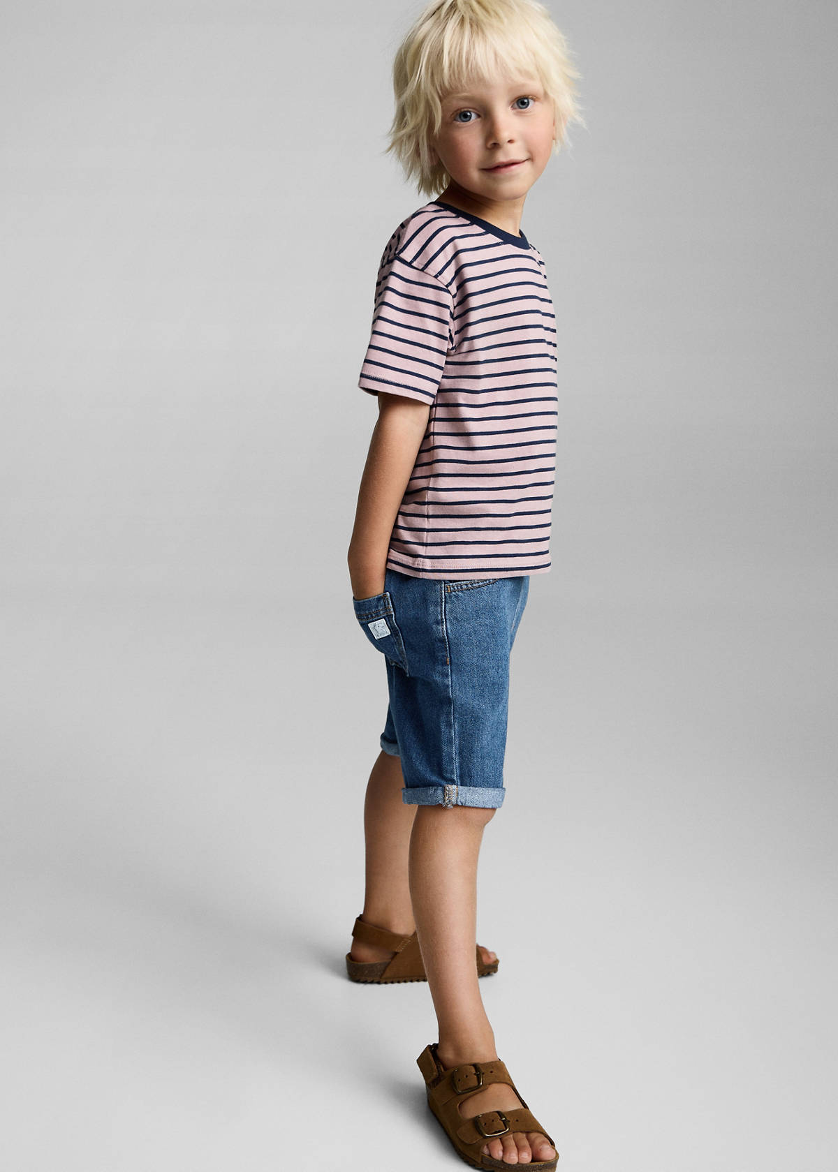 Drawstring denim Bermuda shorts — Dark Blue