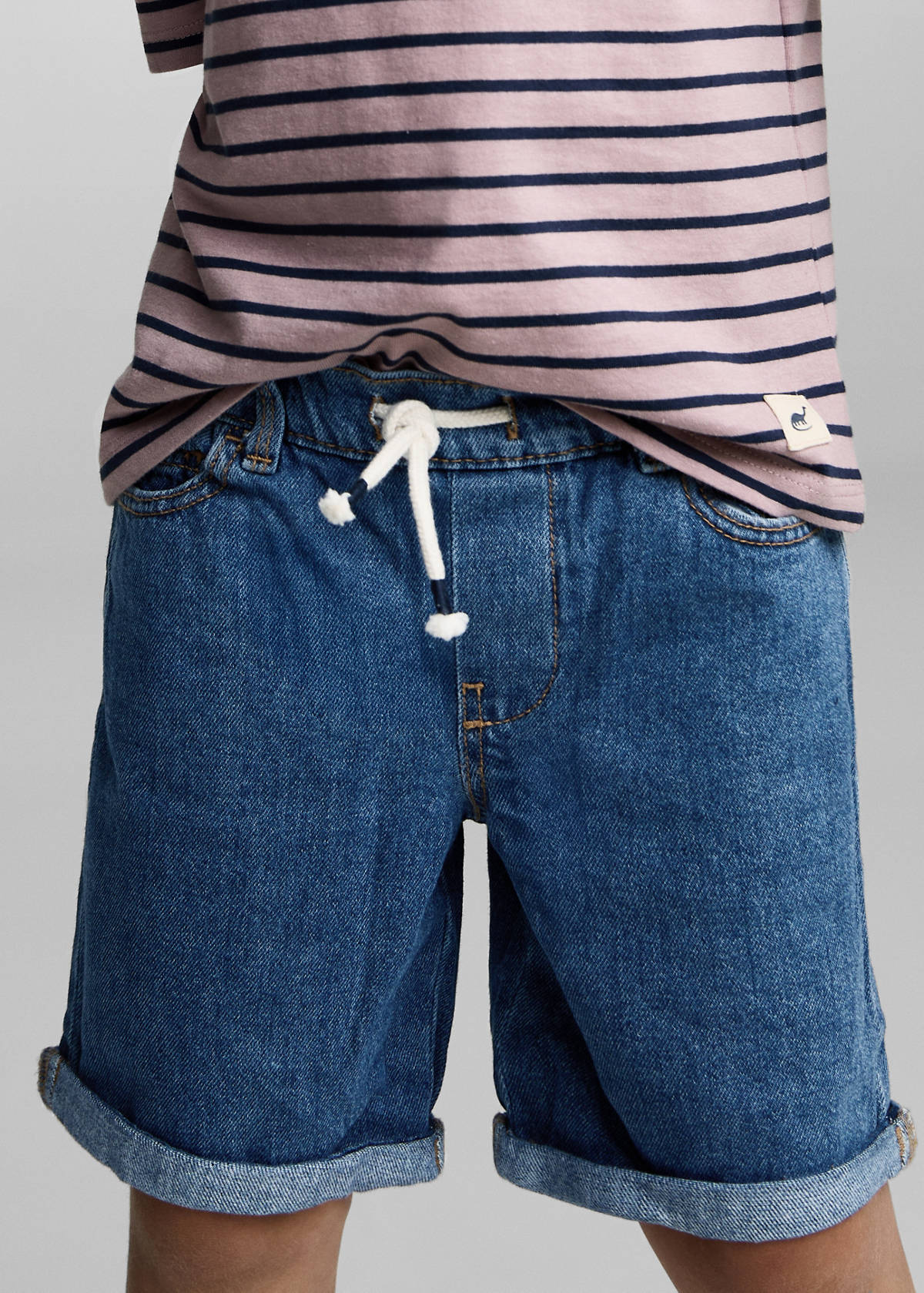 Drawstring denim Bermuda shorts — Dark Blue