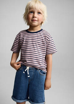Drawstring denim Bermuda shorts — Dark Blue 4
