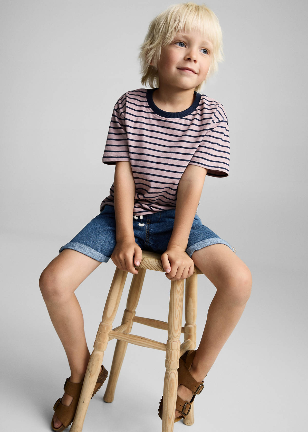Drawstring denim Bermuda shorts — Dark Blue