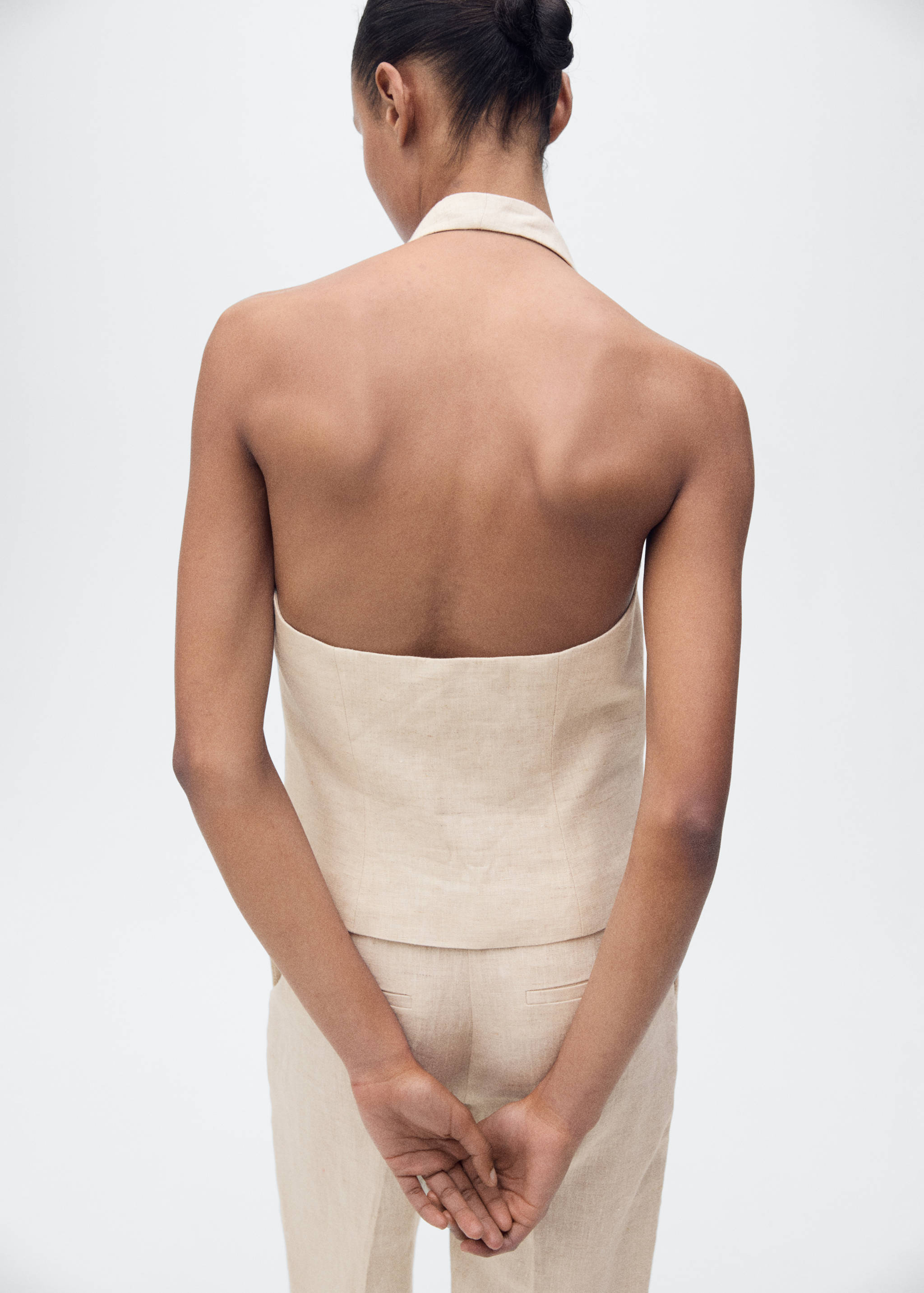 Vestă de costum din in - Spatele articolului