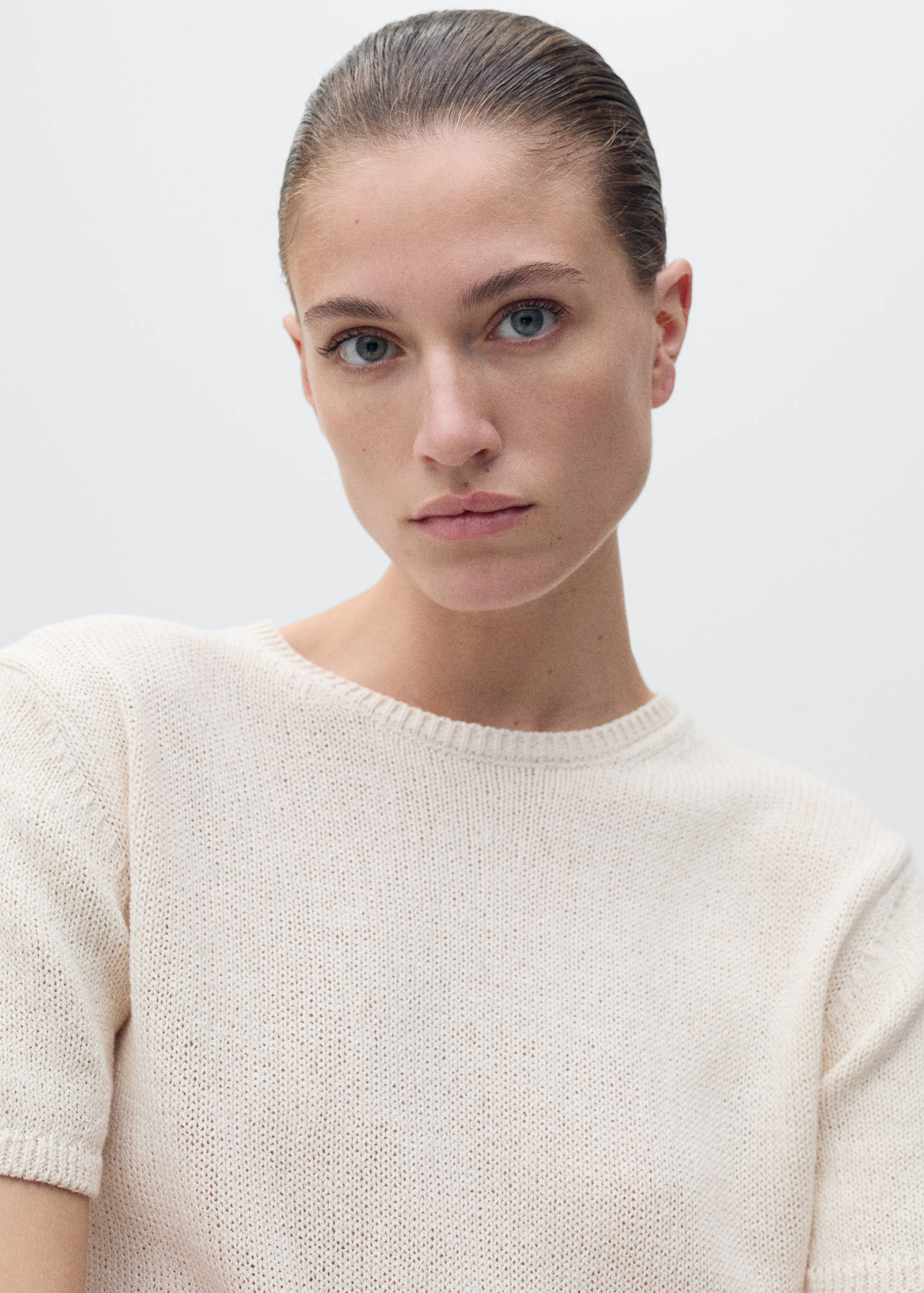 Sweter z dzianiny bawełnianej z krótkim rękawem - Szczegóły artykułu 6