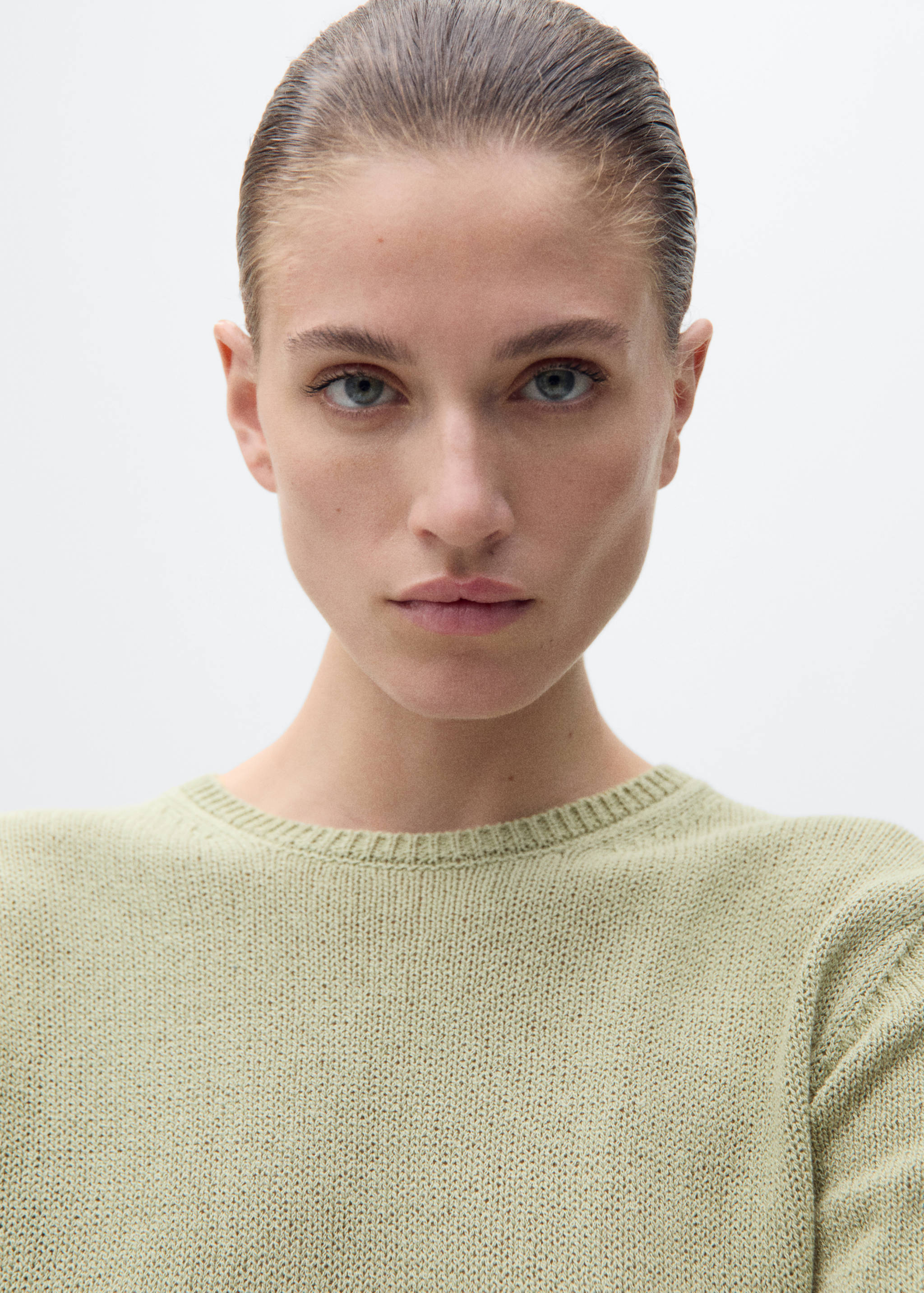 Sweter z dzianiny bawełnianej z krótkim rękawem - Szczegóły artykułu 1