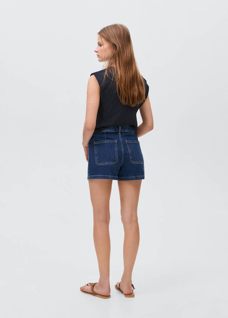 Studded denim shorts — Dark Blue
