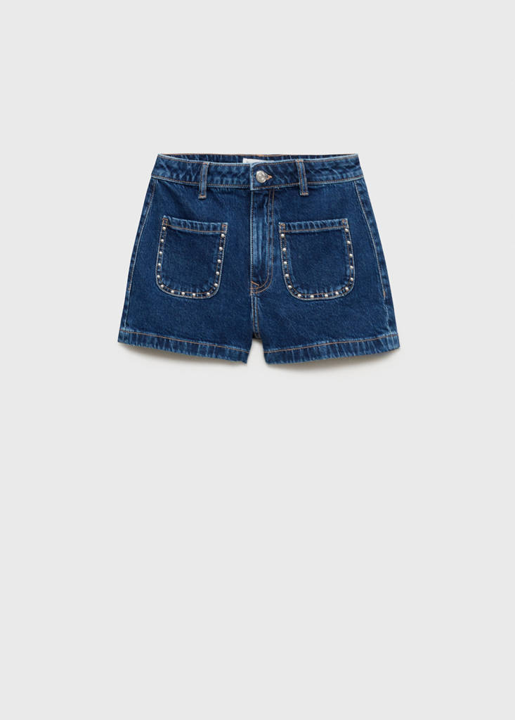 Studded denim shorts — Dark Blue