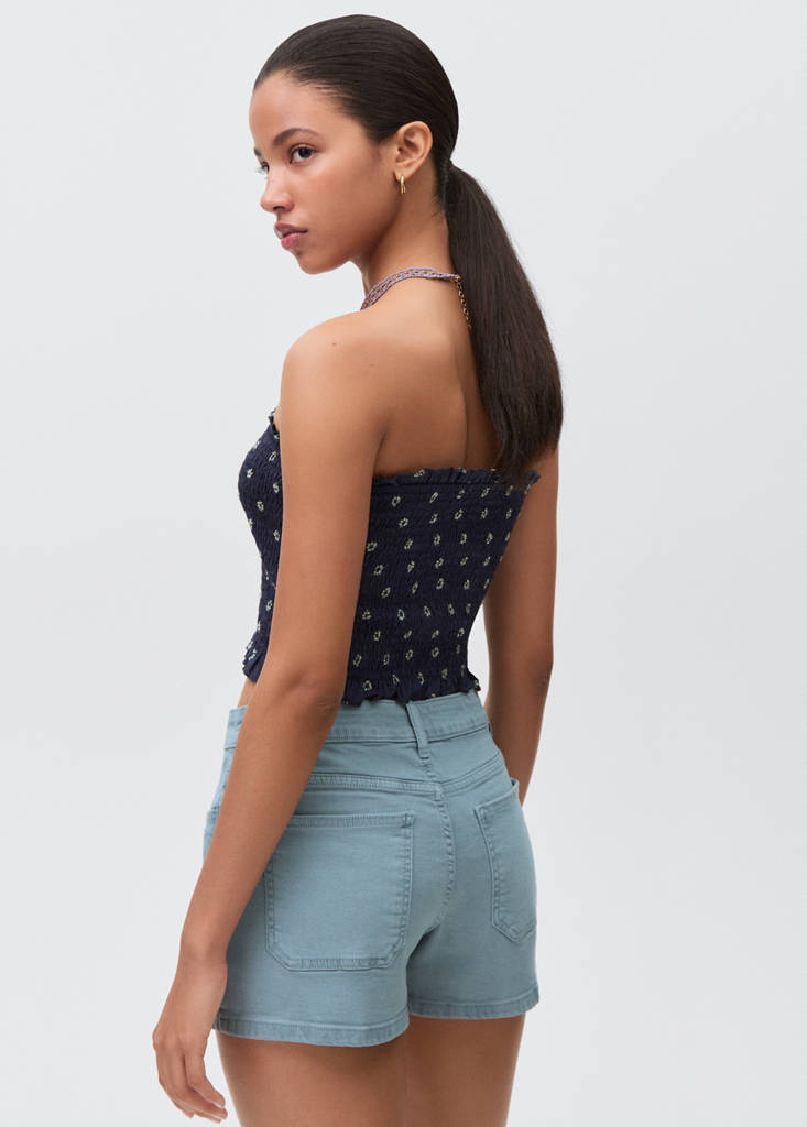 Straight-fit denim shorts — Blue