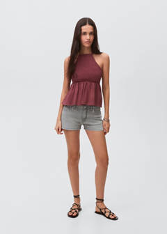 Studded low-waist shorts — Denim Grey 2