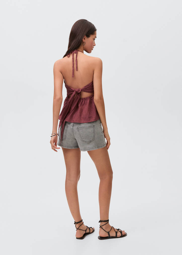 Studded low-waist shorts — Denim Grey