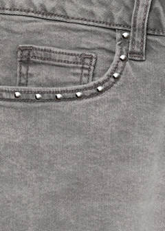 Studded low-waist shorts — Denim Grey 7