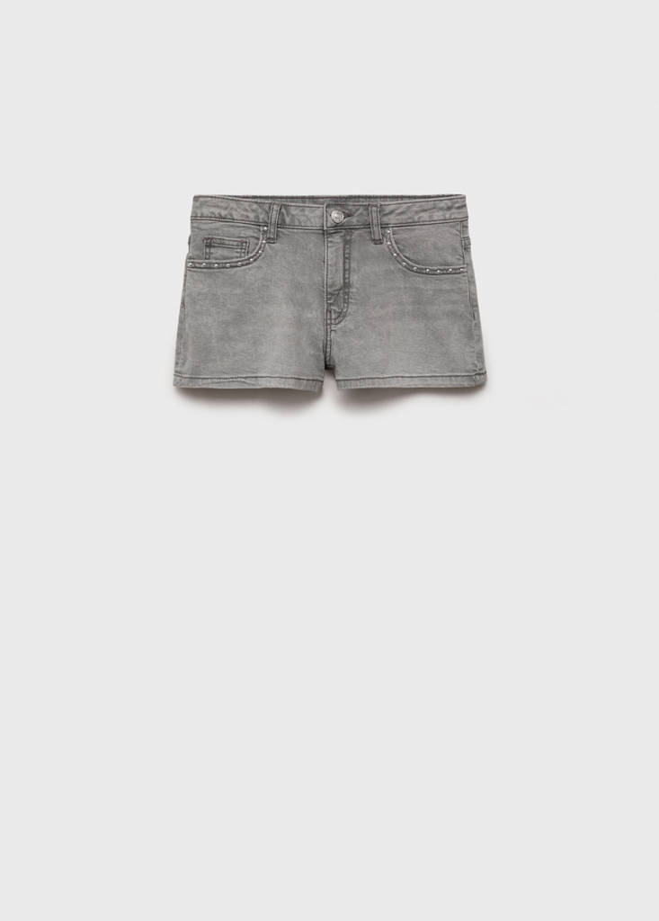 Studded low-waist shorts — Denim Grey