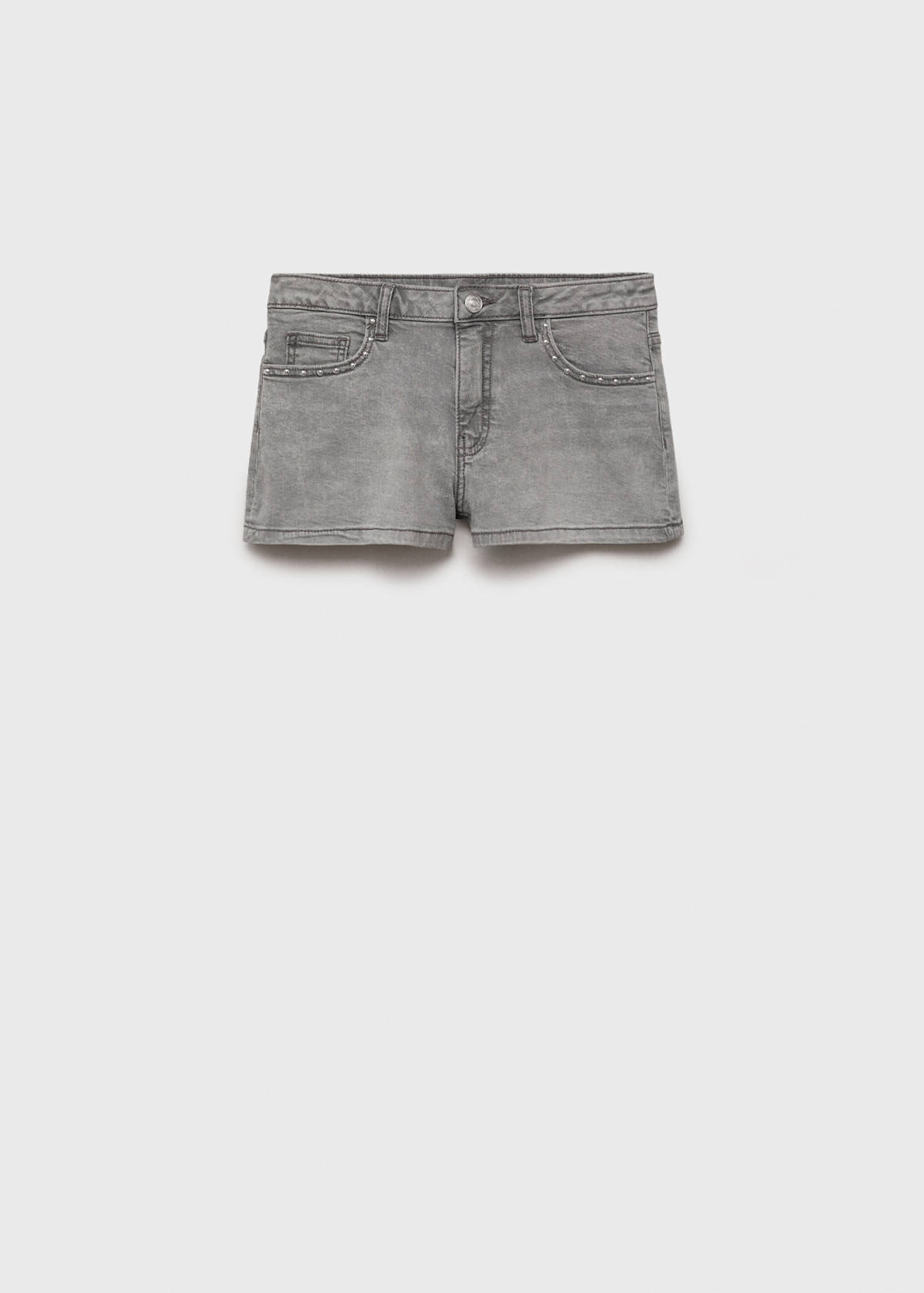 Studded low-waist shorts — Denim Grey