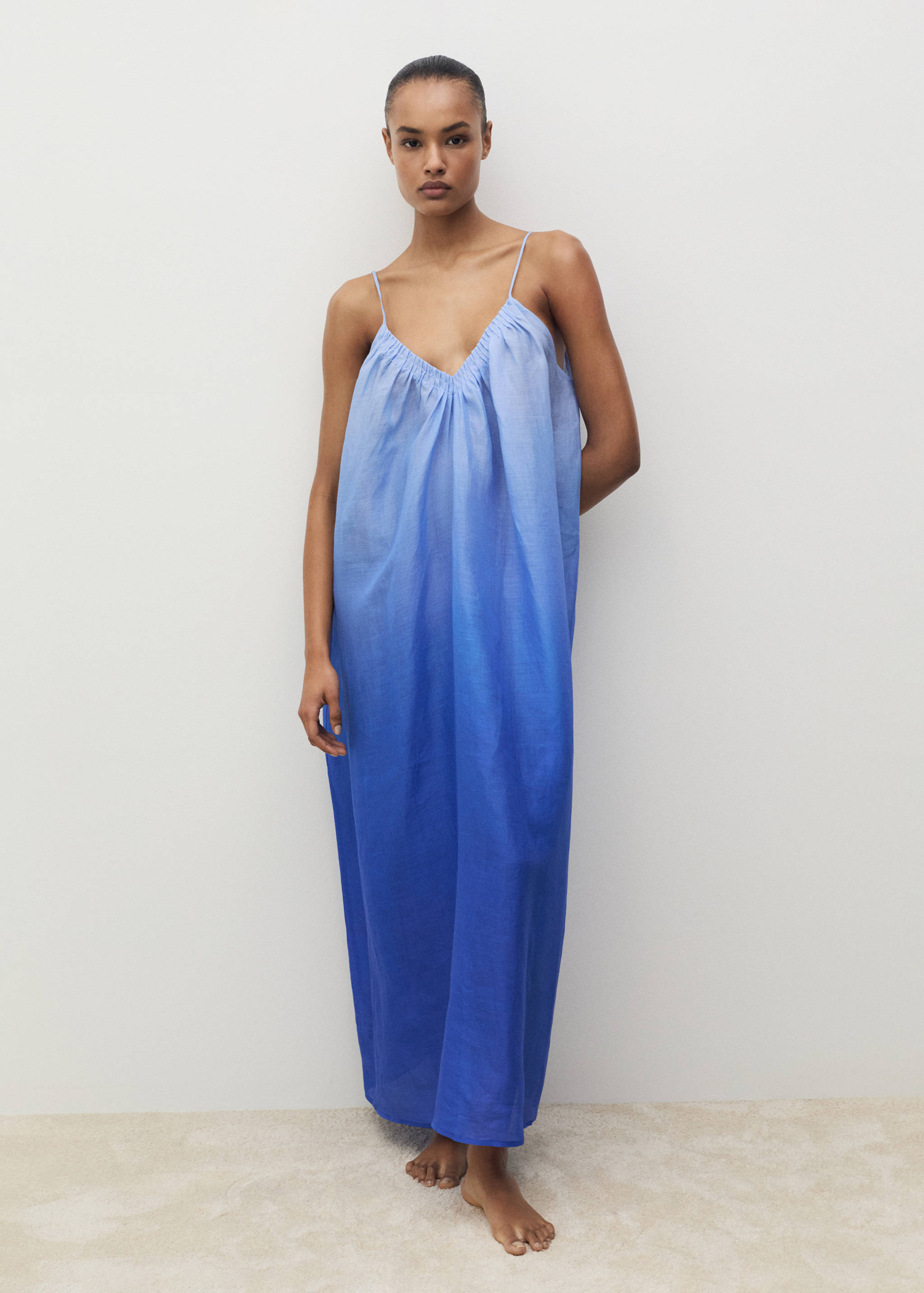 Chemise de nuit en ramie effet dégradé - Plan général