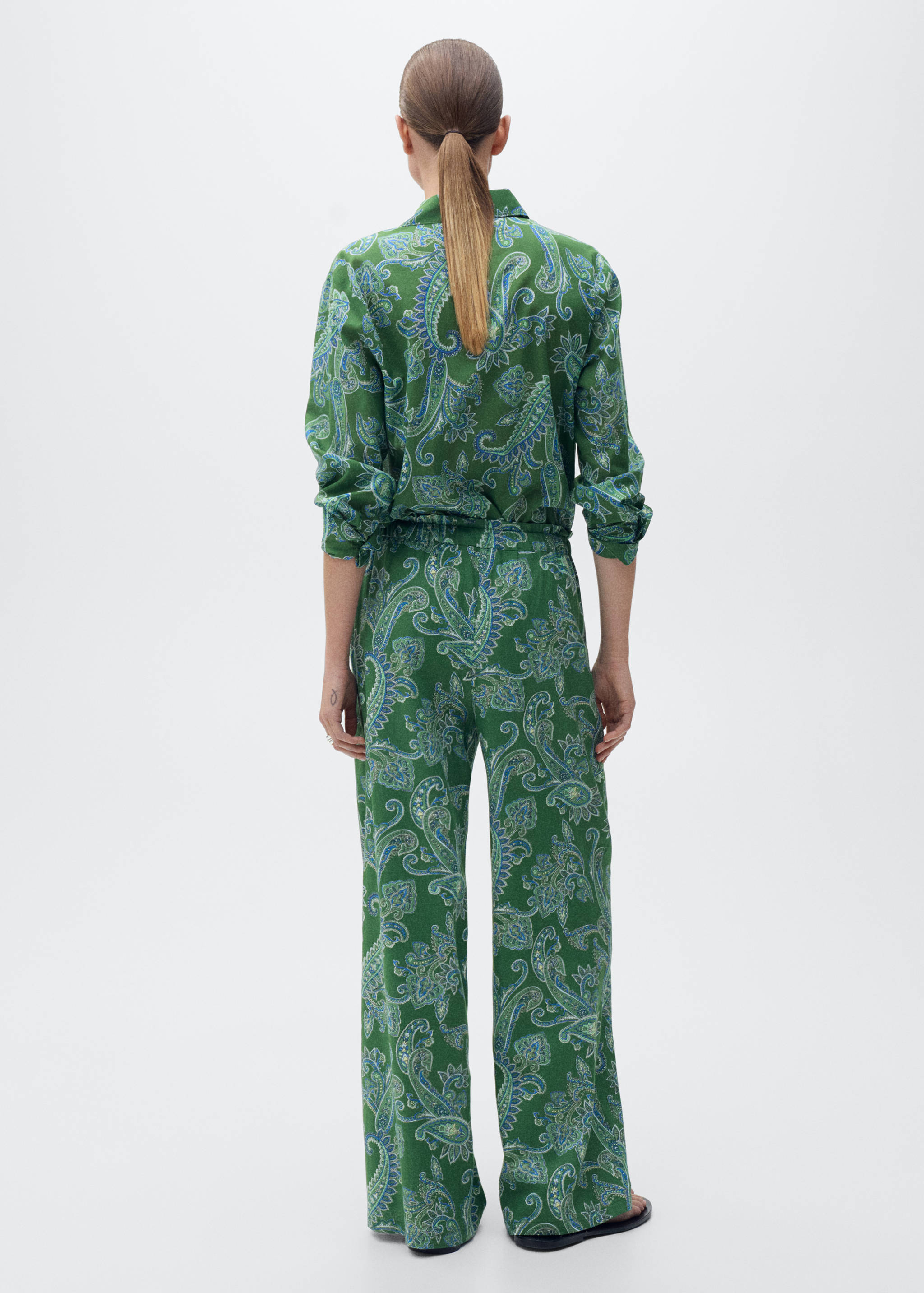 Paisley-print linen trousers - Reverse of the article