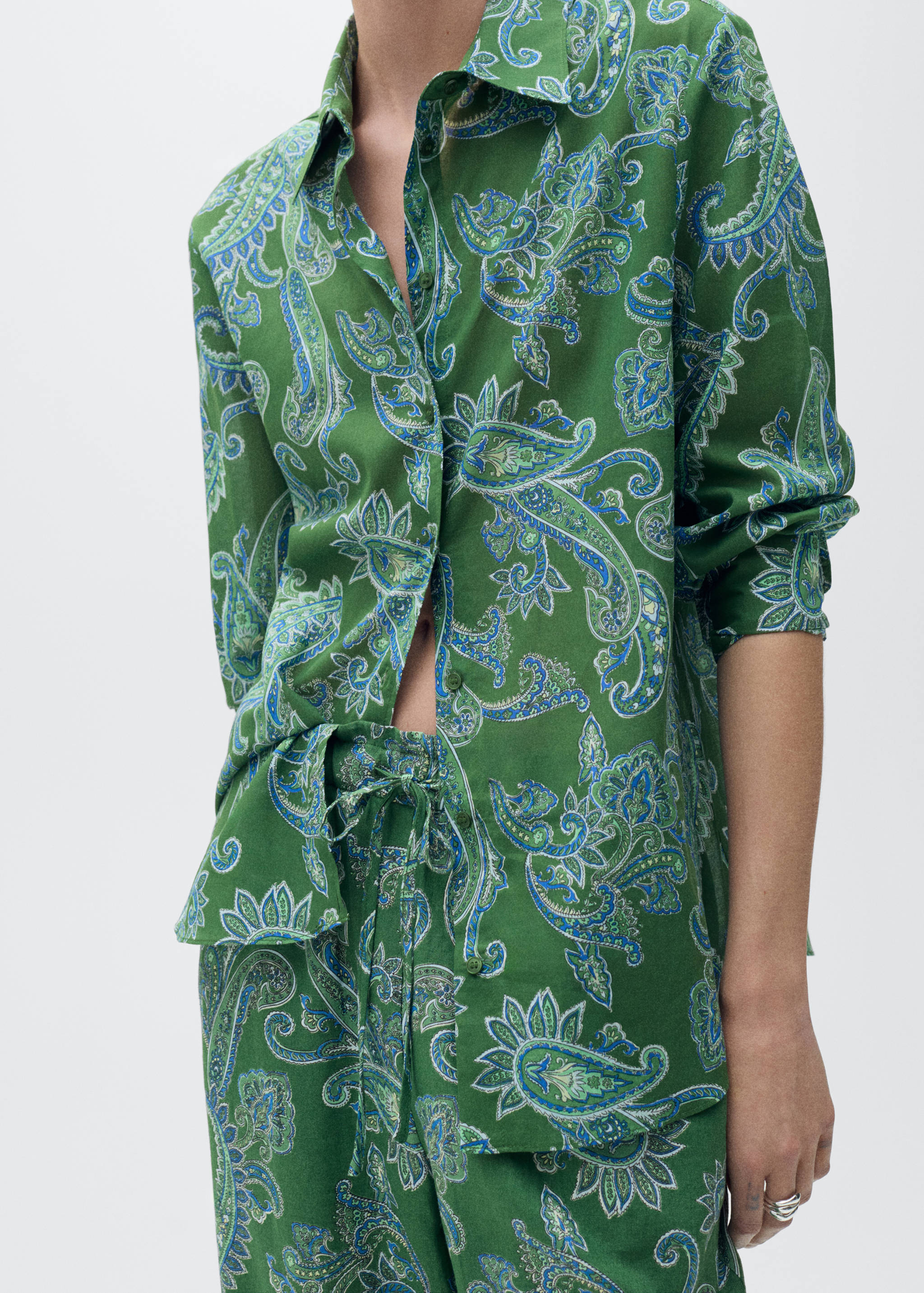 Paisley-print linen trousers - Details of the article 6