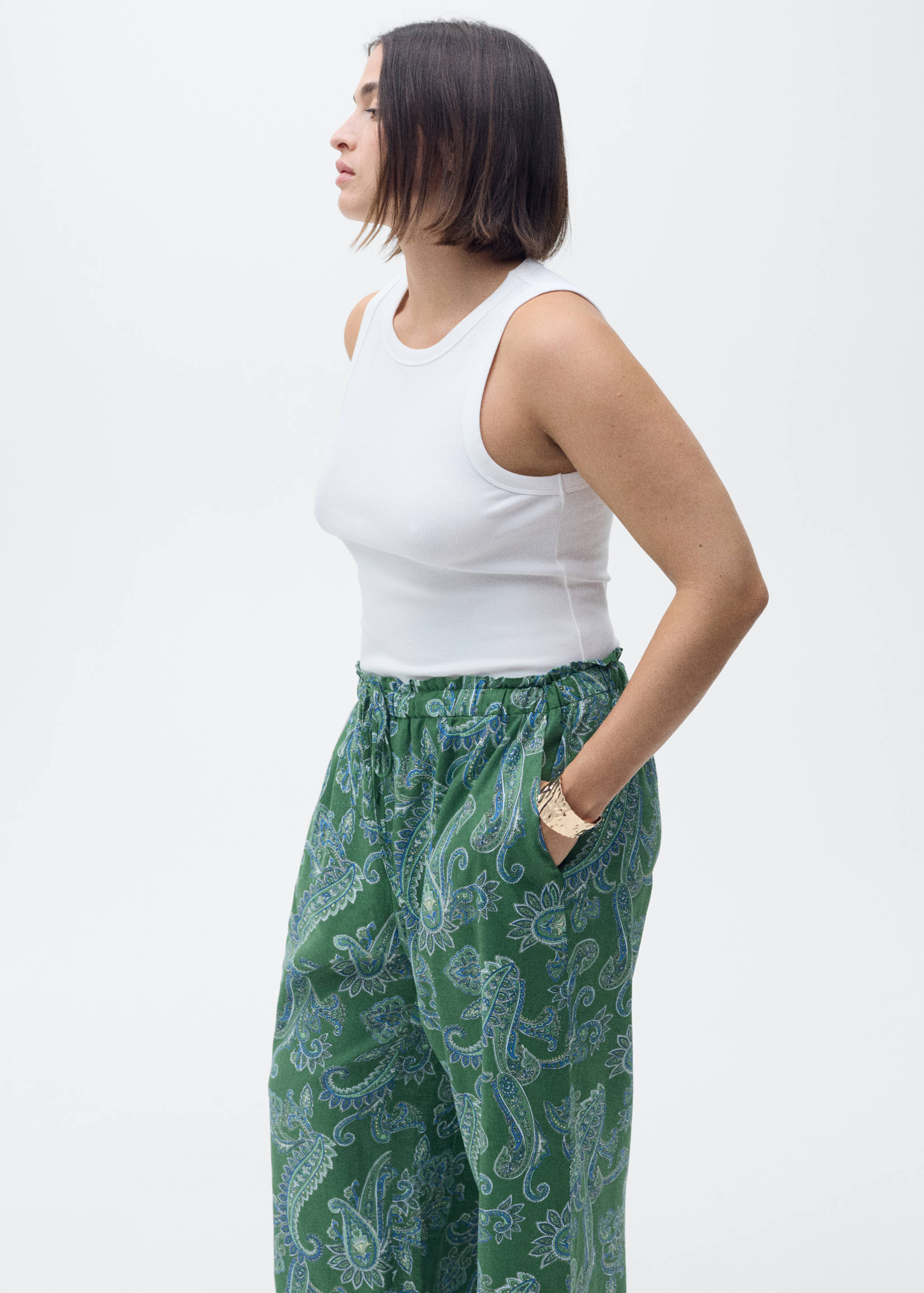 Paisley-print linen trousers - Details of the article 5