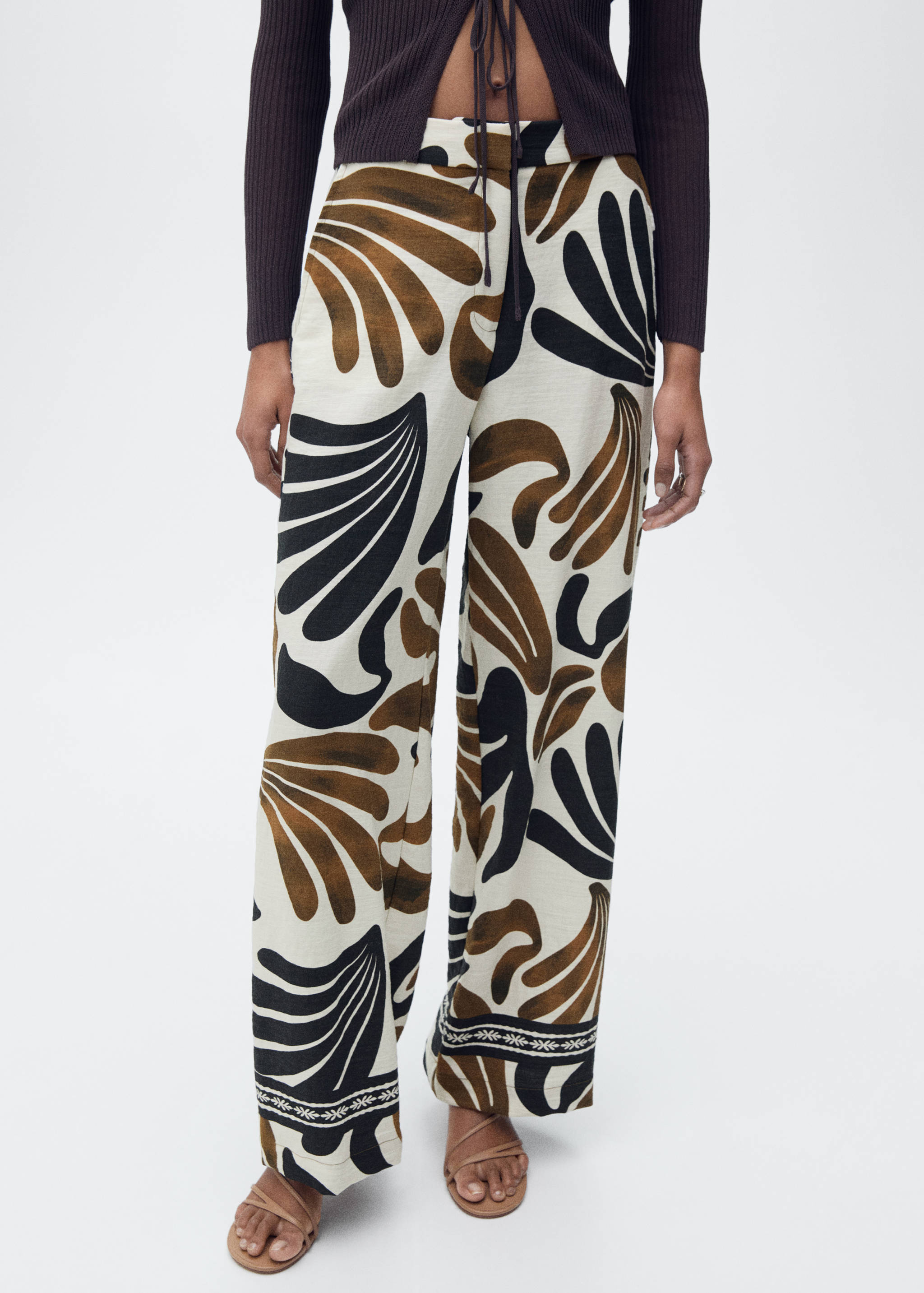 Abstract-print wide leg pants - Medium plane