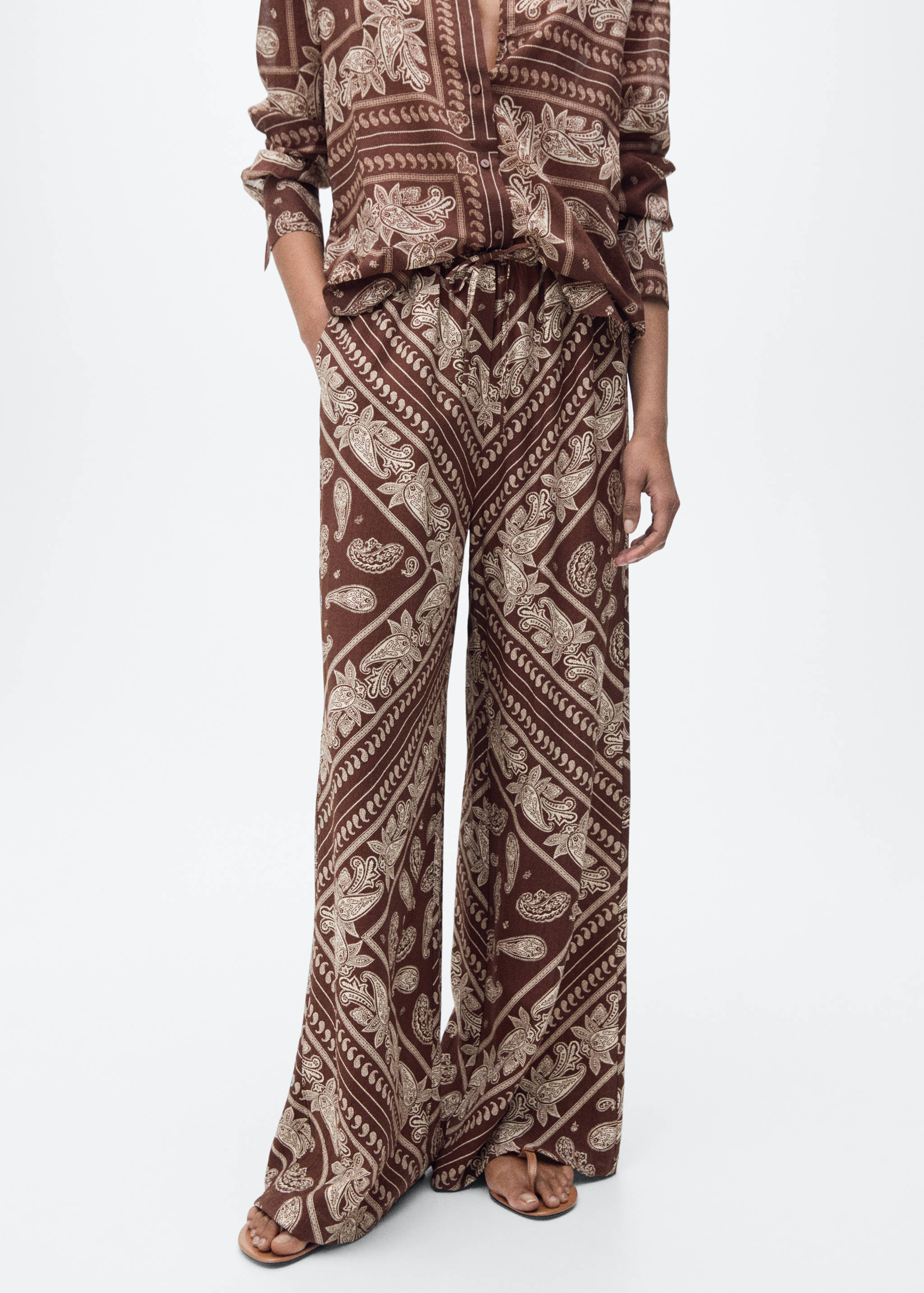 Paisley-print wide leg pants - Medium plane