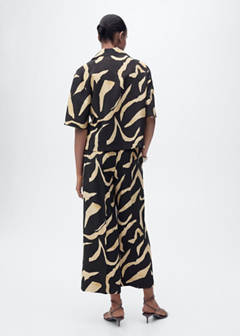 Printed straight-fit trousers with belt — Black 4