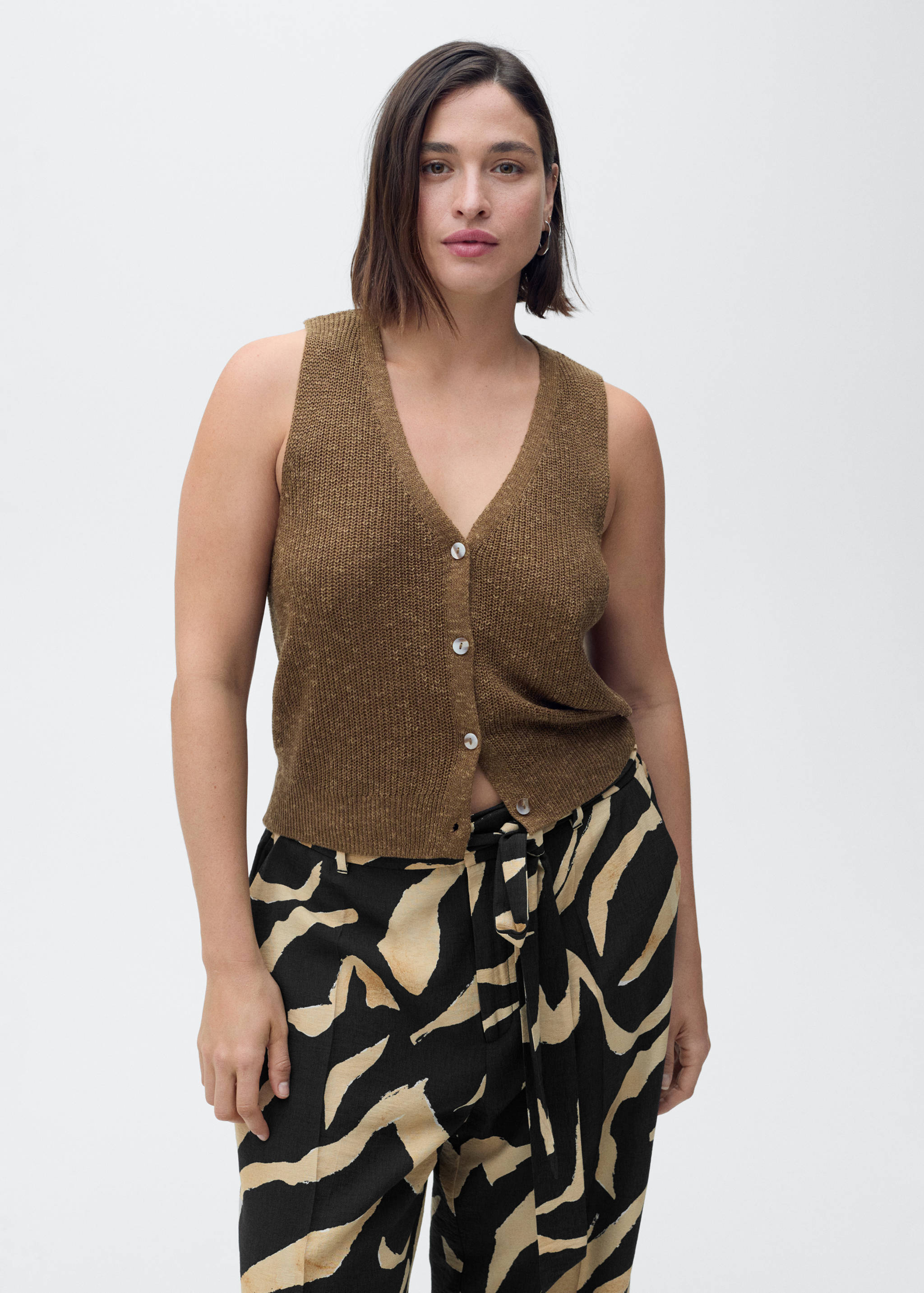 Pantalón recto estampado cinturón - Detalle del artículo 5