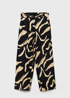 Printed straight-fit trousers with belt — Black 10