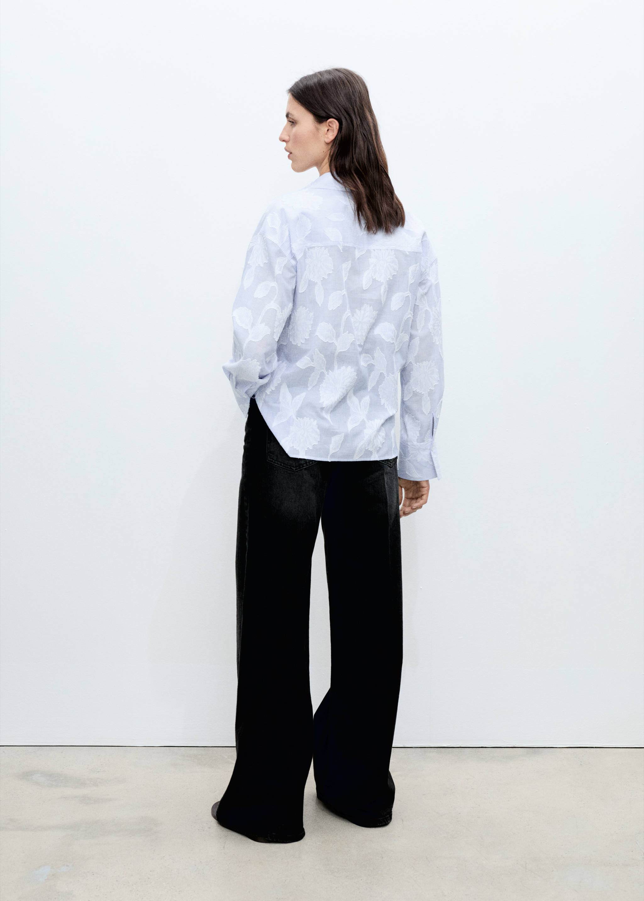 Embroidered oversized striped shirt - Reverse of the article