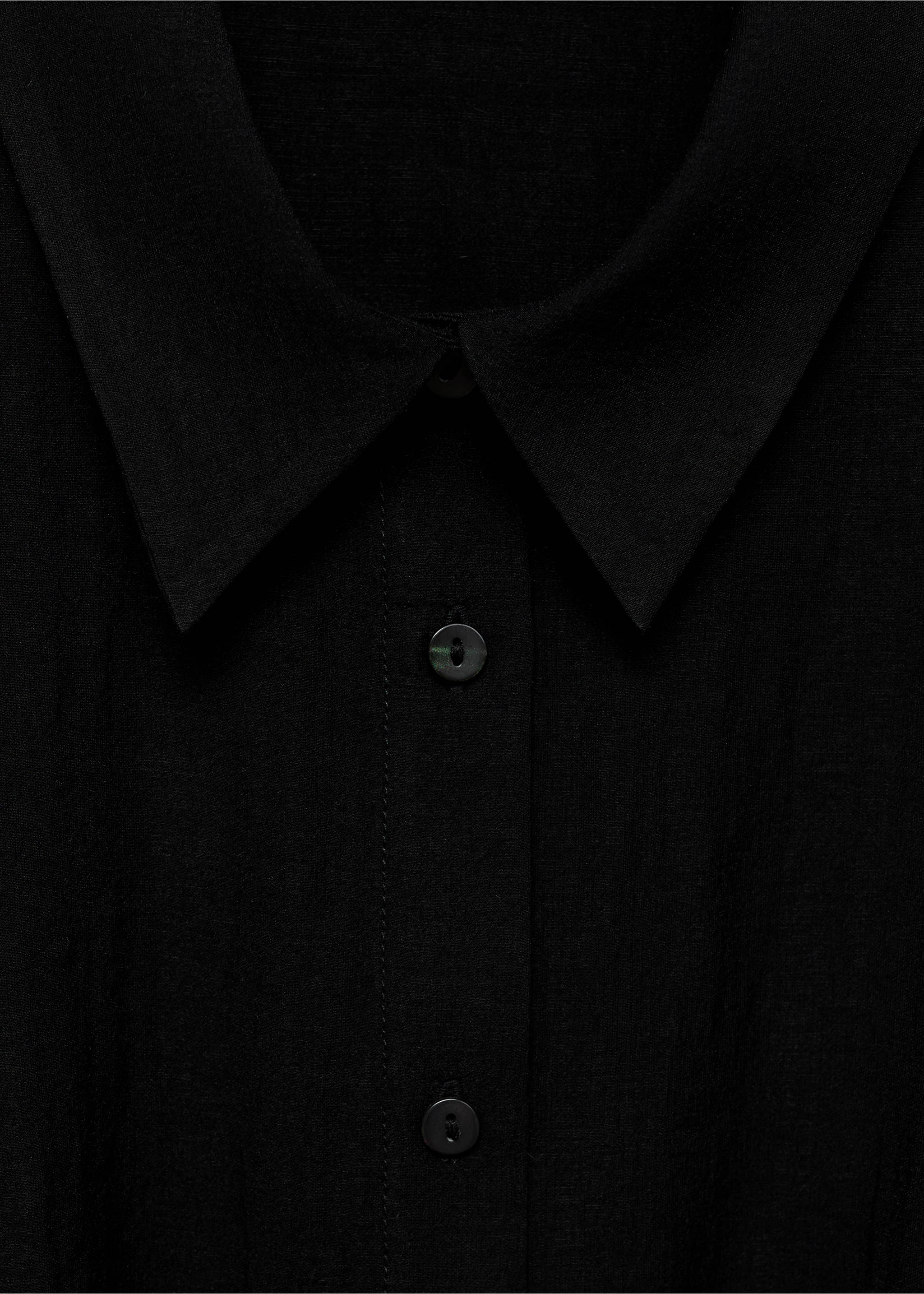 Short-sleeved pleated shirt - Details of the article 8, Black. Ref: 87027180-00.
